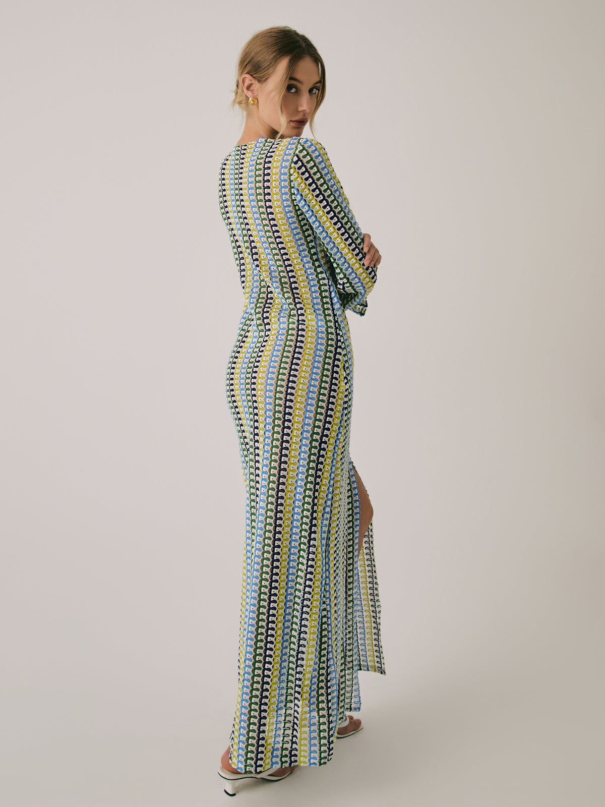 Robe longue fendue de vacances au crochet