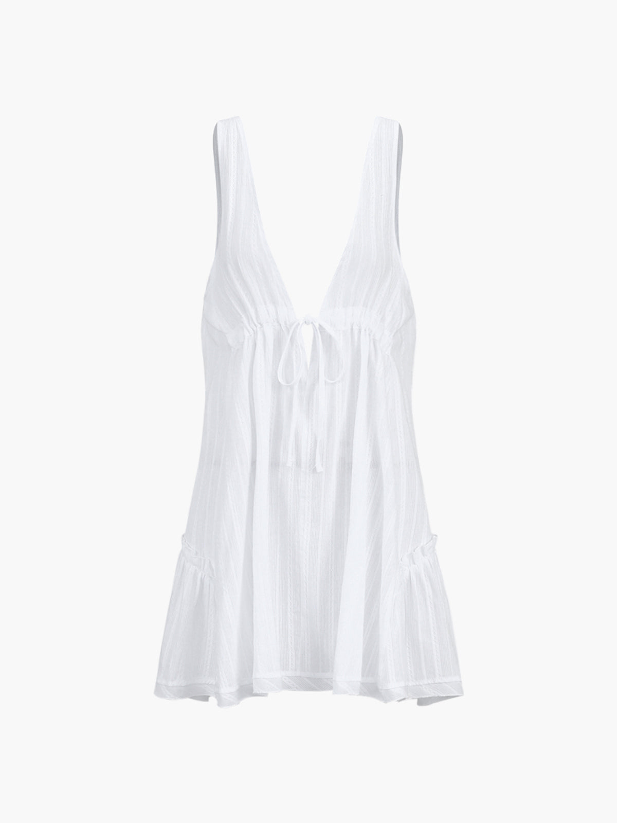 Semi-Sheer Pure Cotton Open Back Short Dress