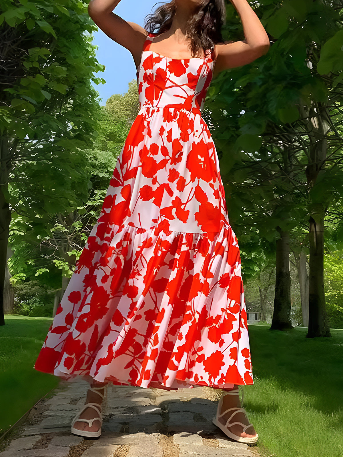 Blooming In Summer langes Camikleid mit Blumenmuster