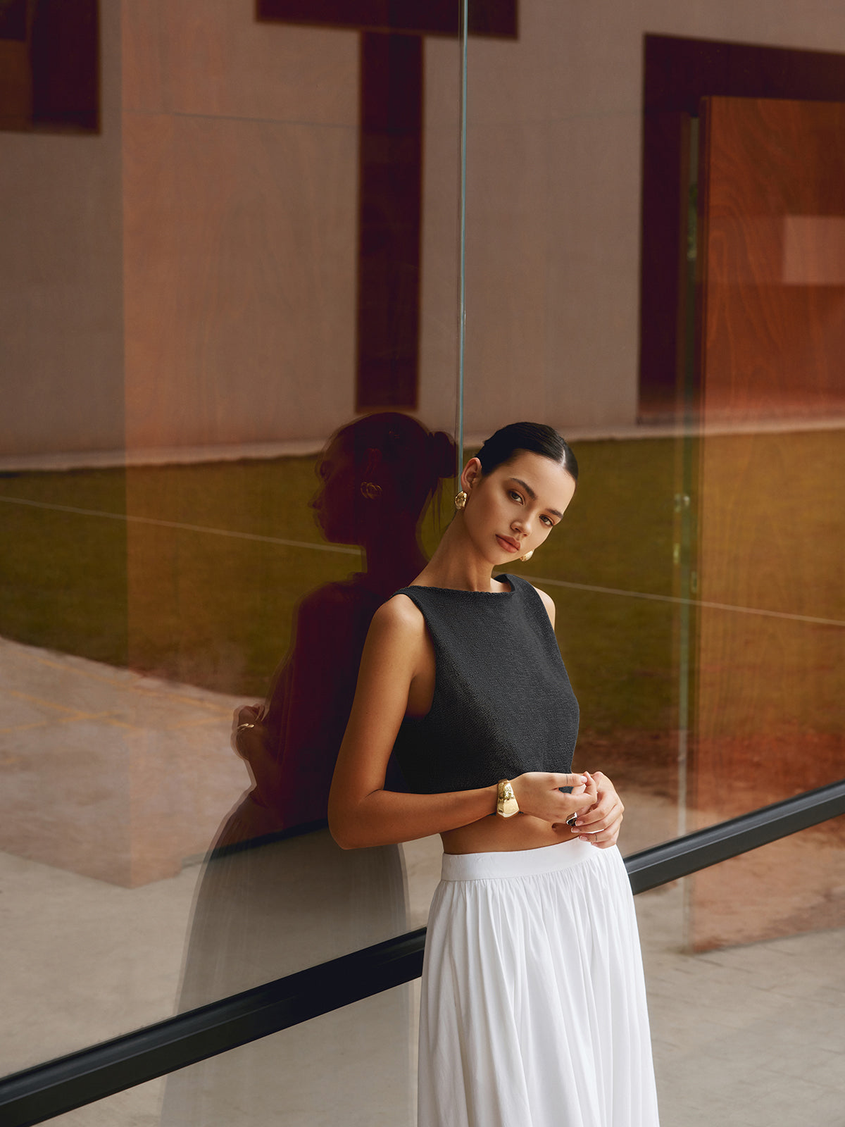 Crop-Top aus Baumwollmischgewebe