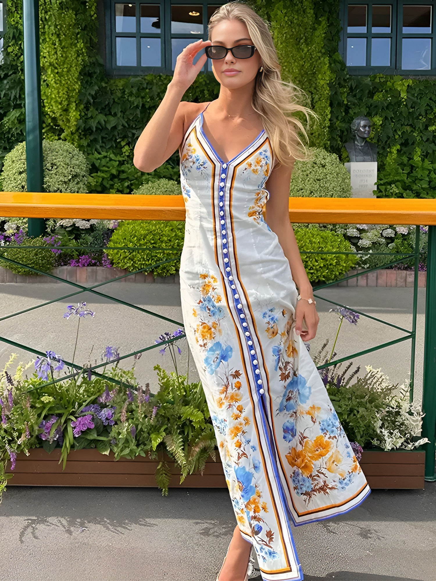 Robe longue dos nu imprimée à fleurs décontractée
