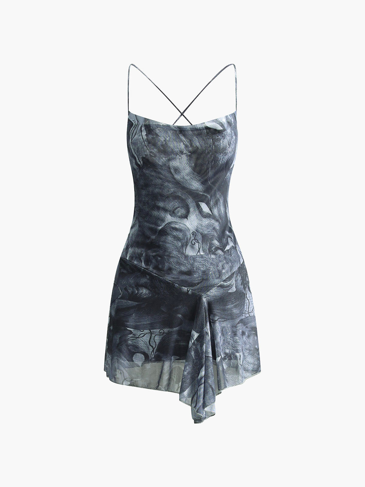 Robe courte asymétrique à imprimé croisé