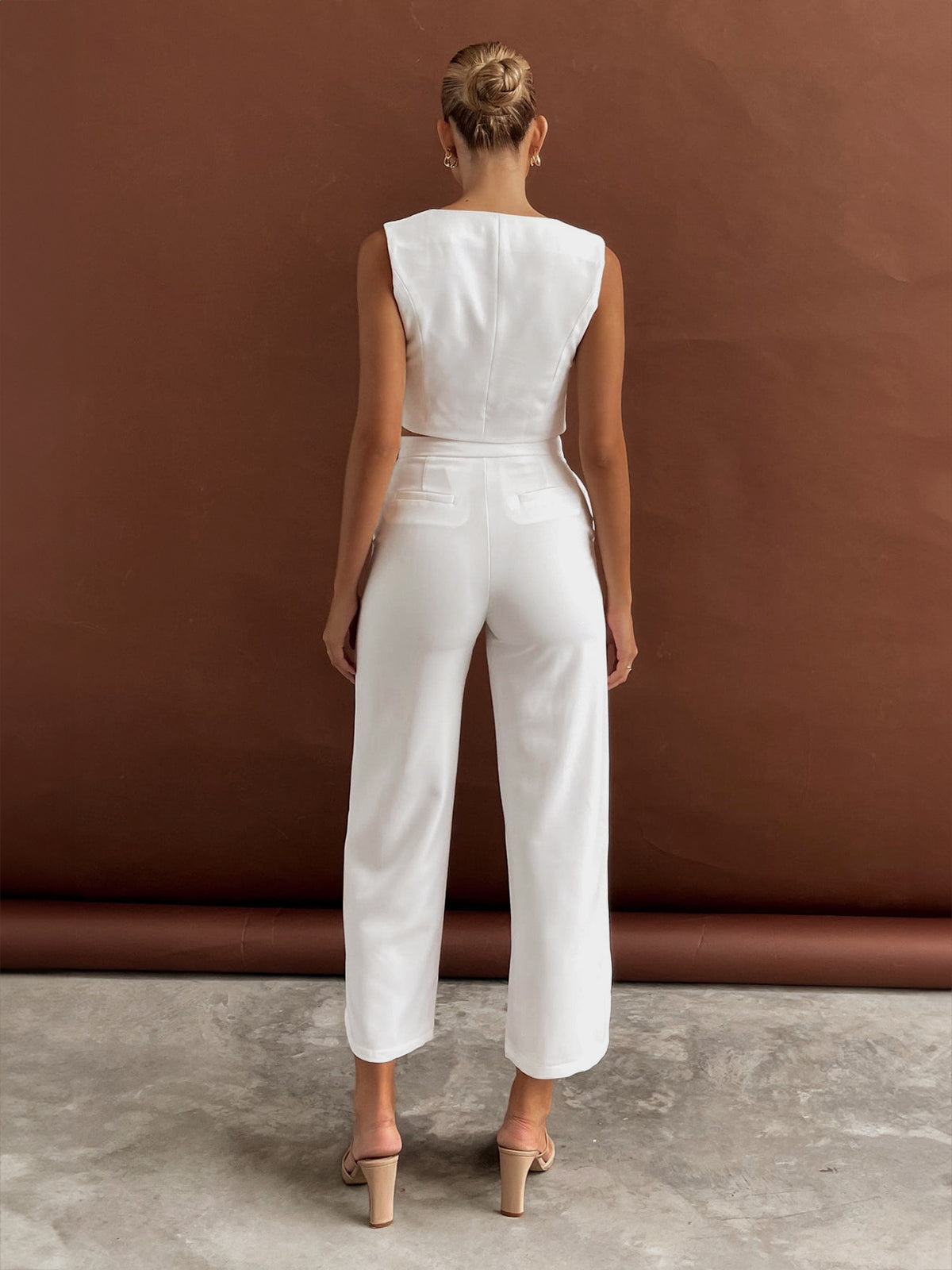 Solid Asymmetrical Straight Leg Pants Set