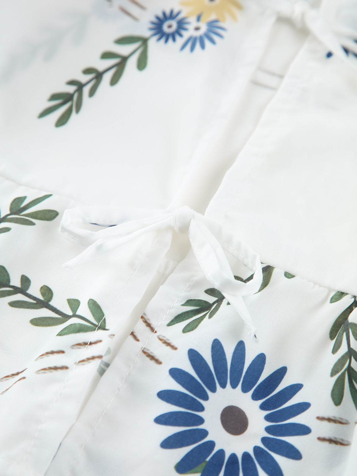 Semi-Sheer Tie Front Floral Blouse