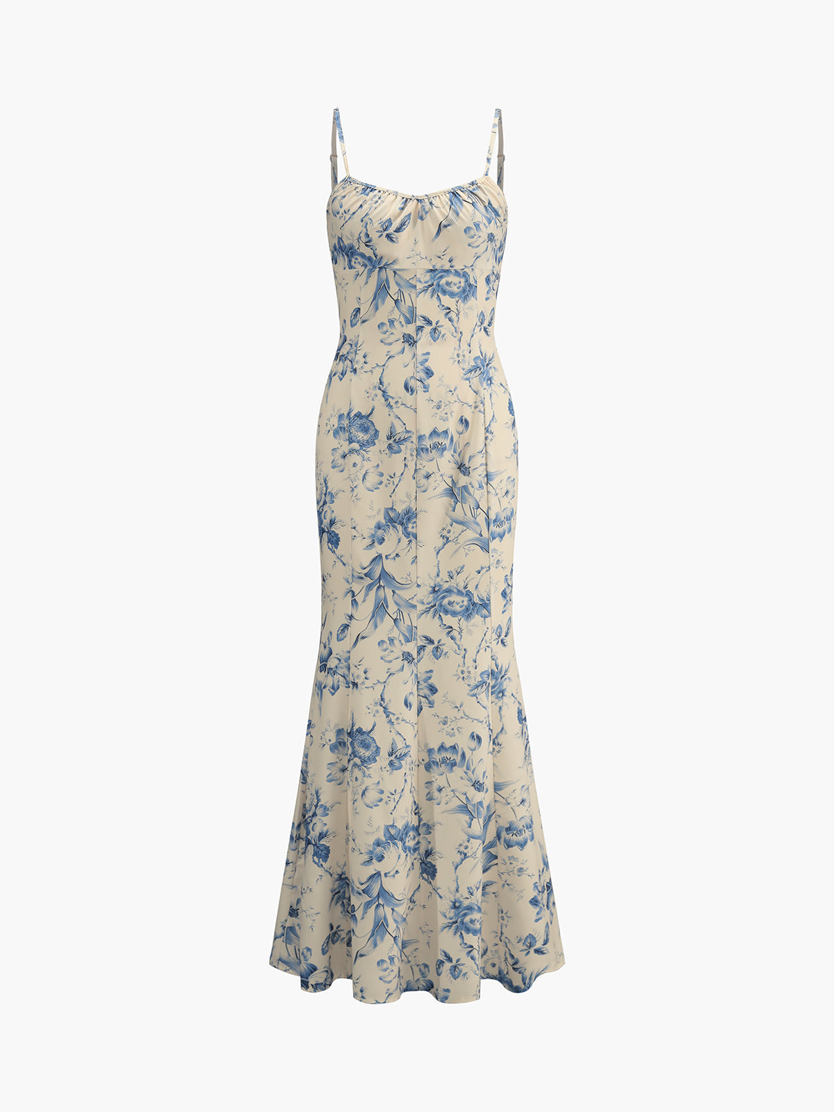 Robe longue dos nu à lacets et imprimé floral