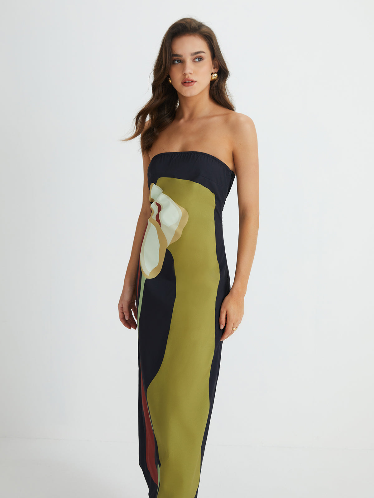 Robe longue fendue à imprimé floral