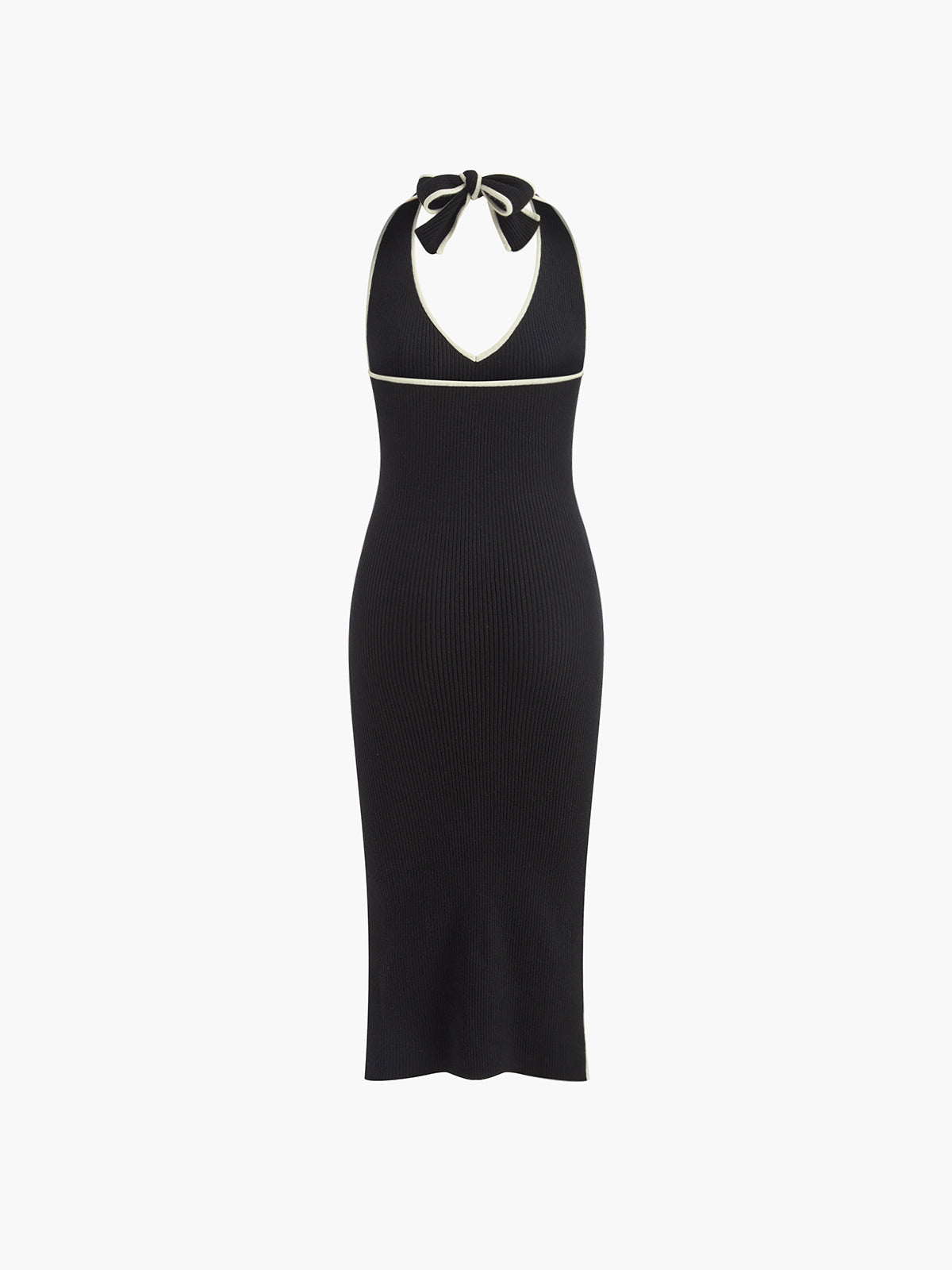 Robe en maille fendue à col V et dos nu