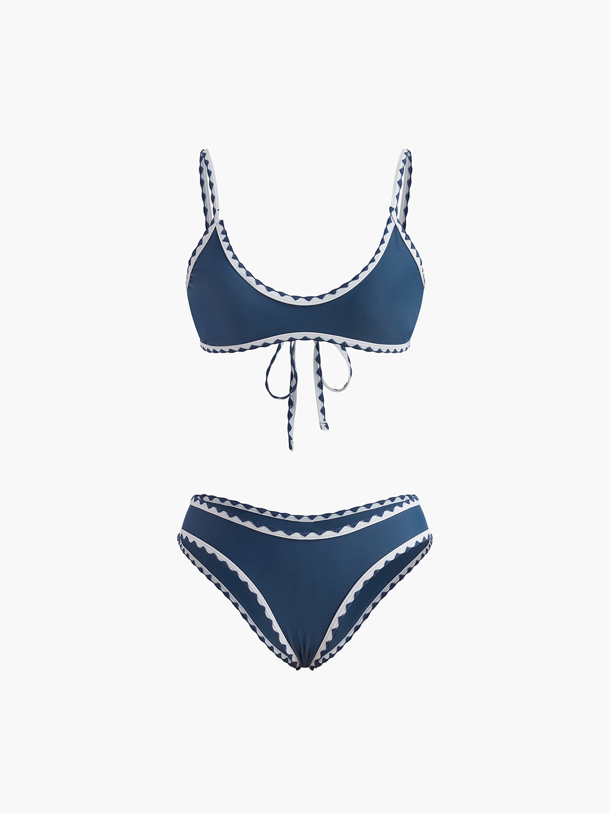 Bikini-Set mit kontrastfarbenem Besatz und Knoten