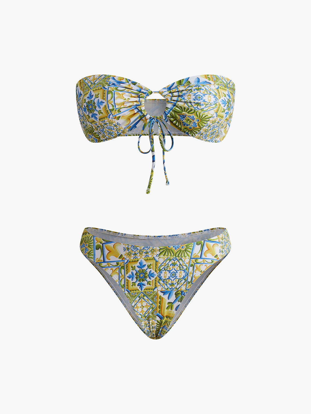 Trägerloses Bikini-Set mit Print und Knoten