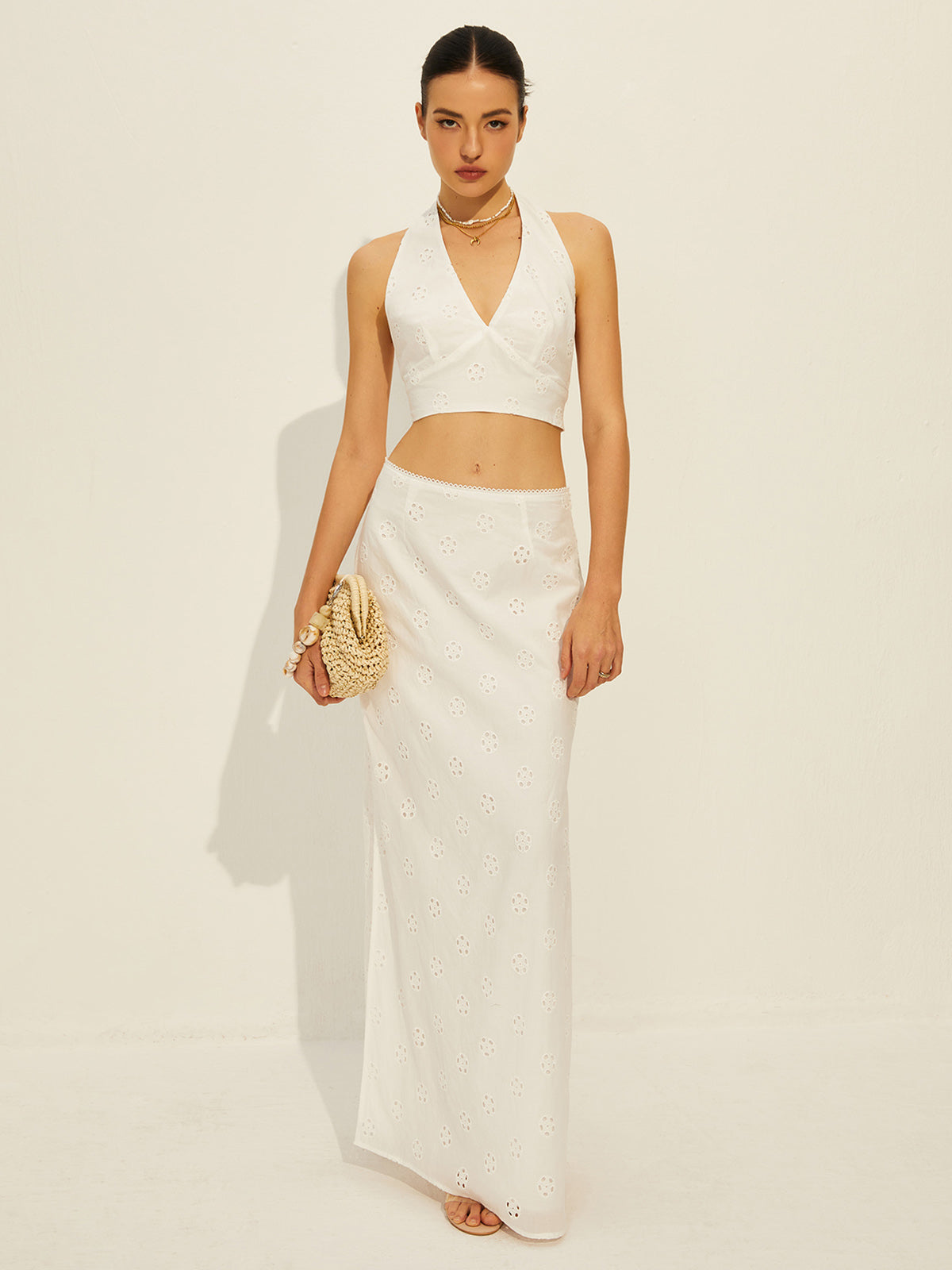 Ensemble jupe dos nu nouée en coton