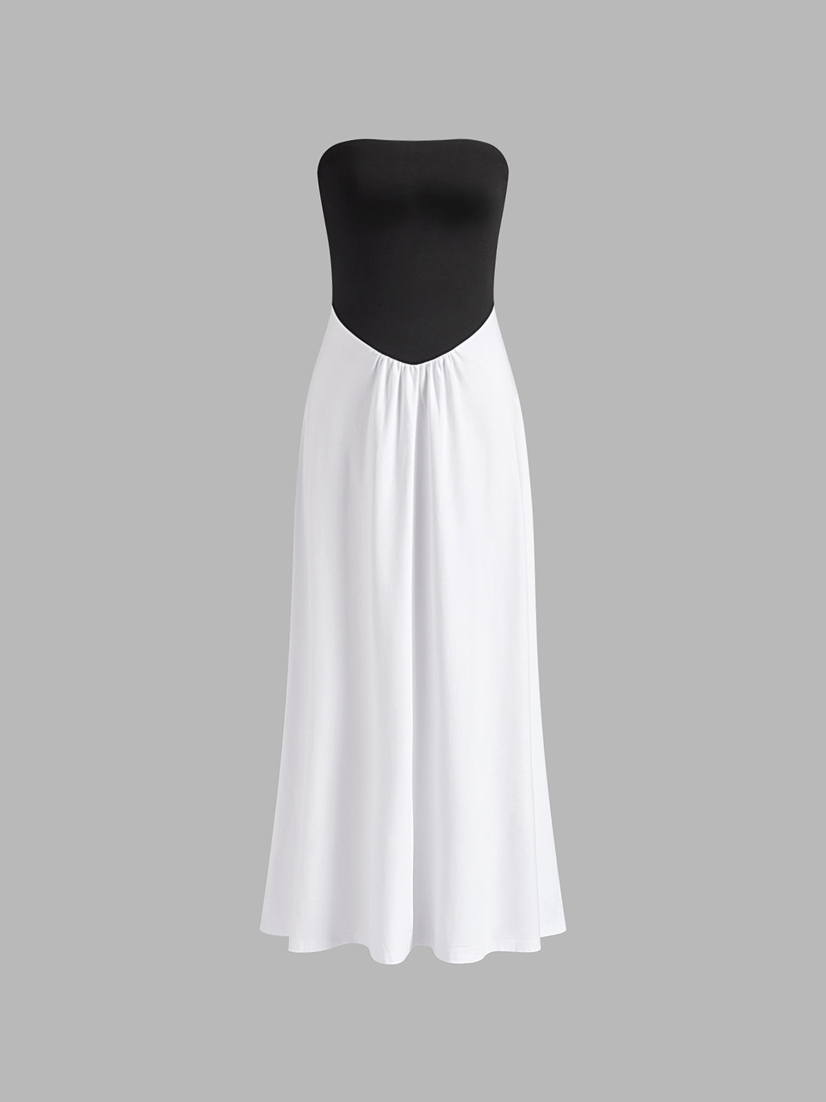 Zweifarbiges, rückenfreies, langes Schlauchkleid