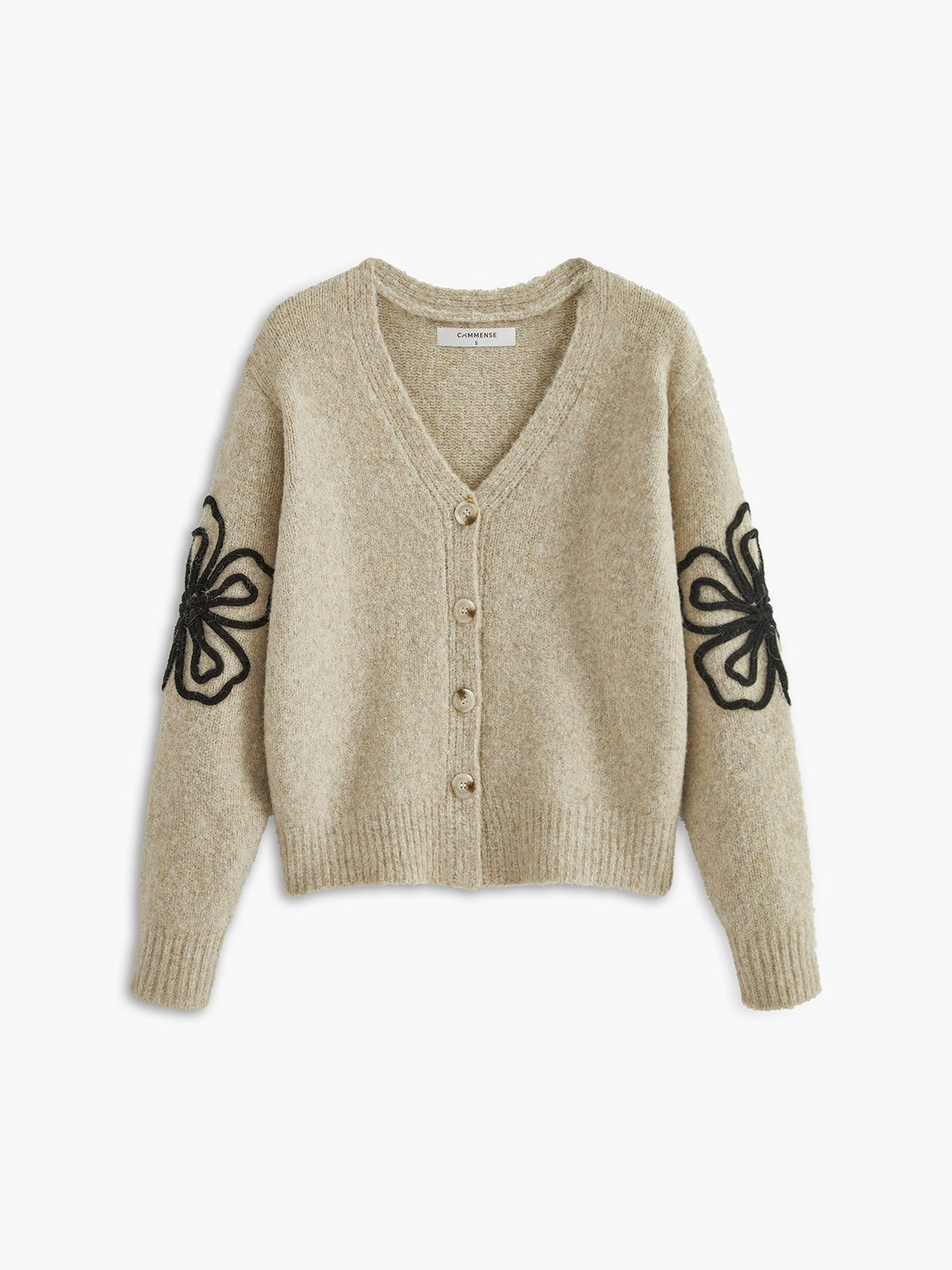 Gilet à col en V orné de fleurs