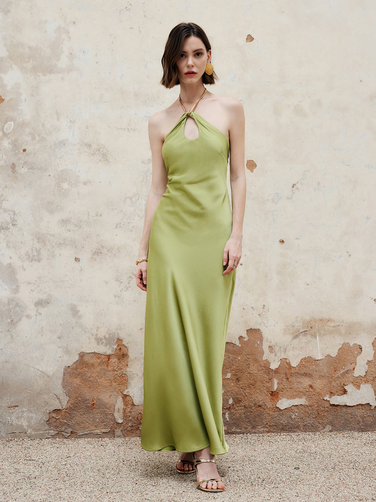 Neckholder-Kleid mit Schlüssellochausschnitt und rückenfreiem Schnitt