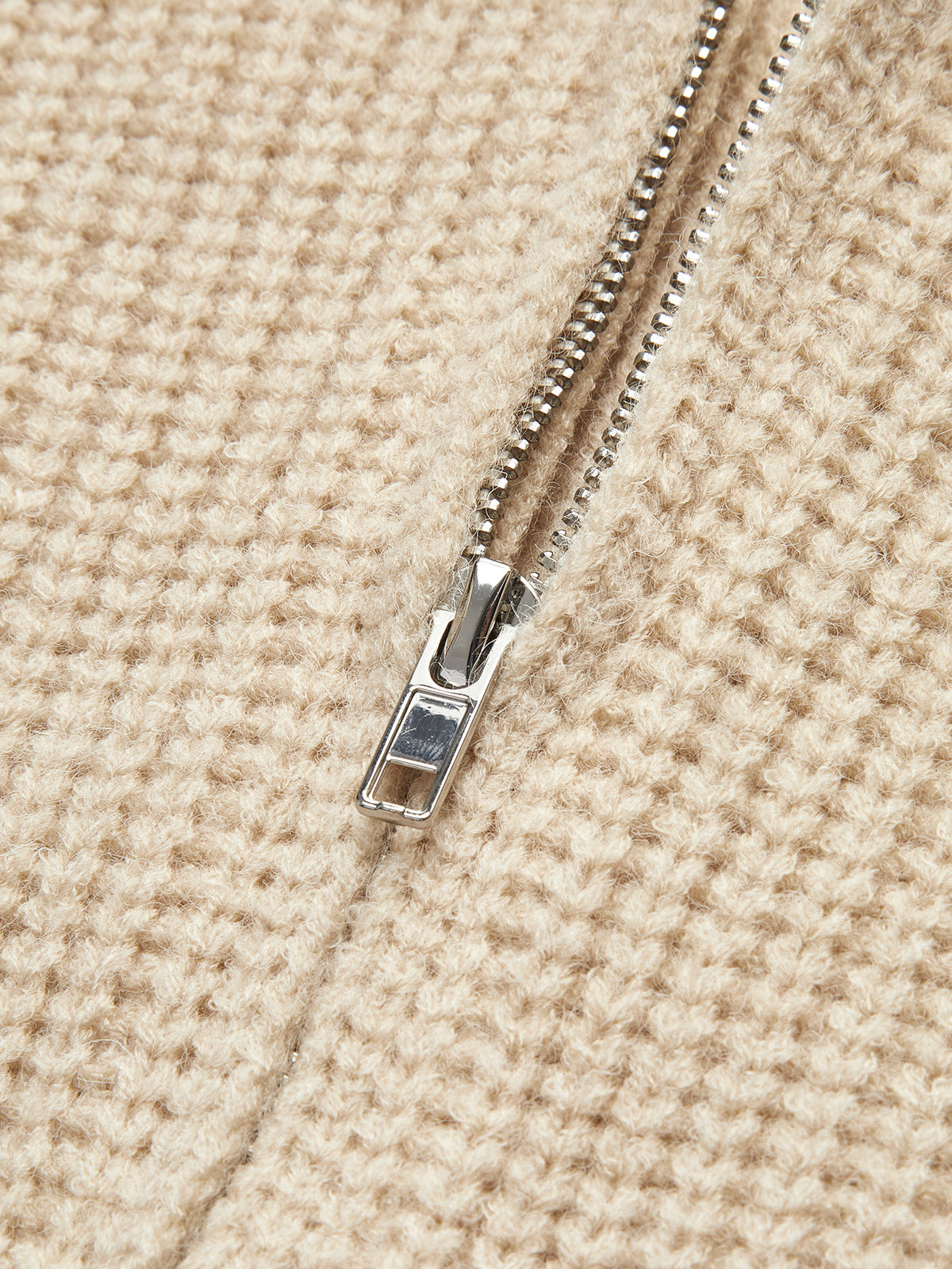 Cardigan côtelé à fermeture éclair et revers