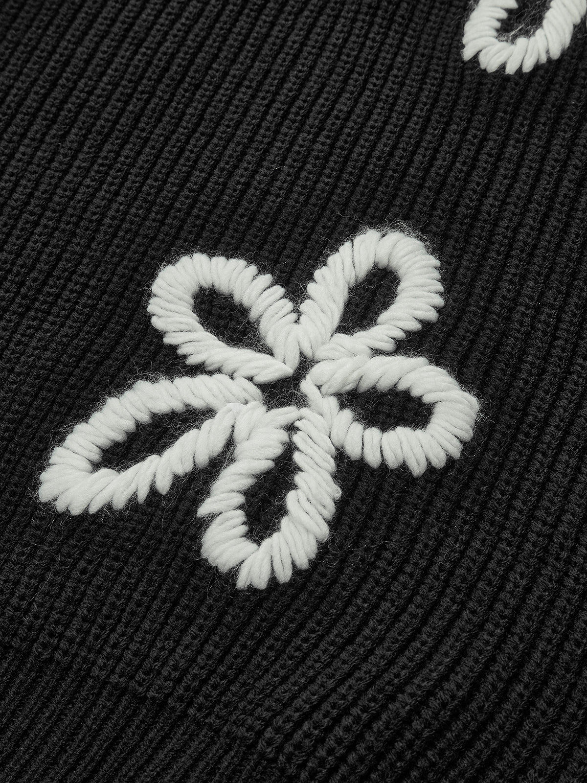 Haut en maille côtelée à col rond et imprimé floral