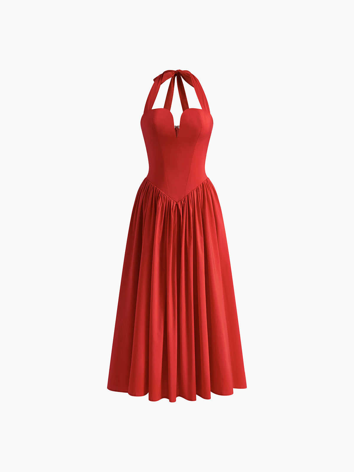 Robe midi plissée dos nu à décolleté cœur