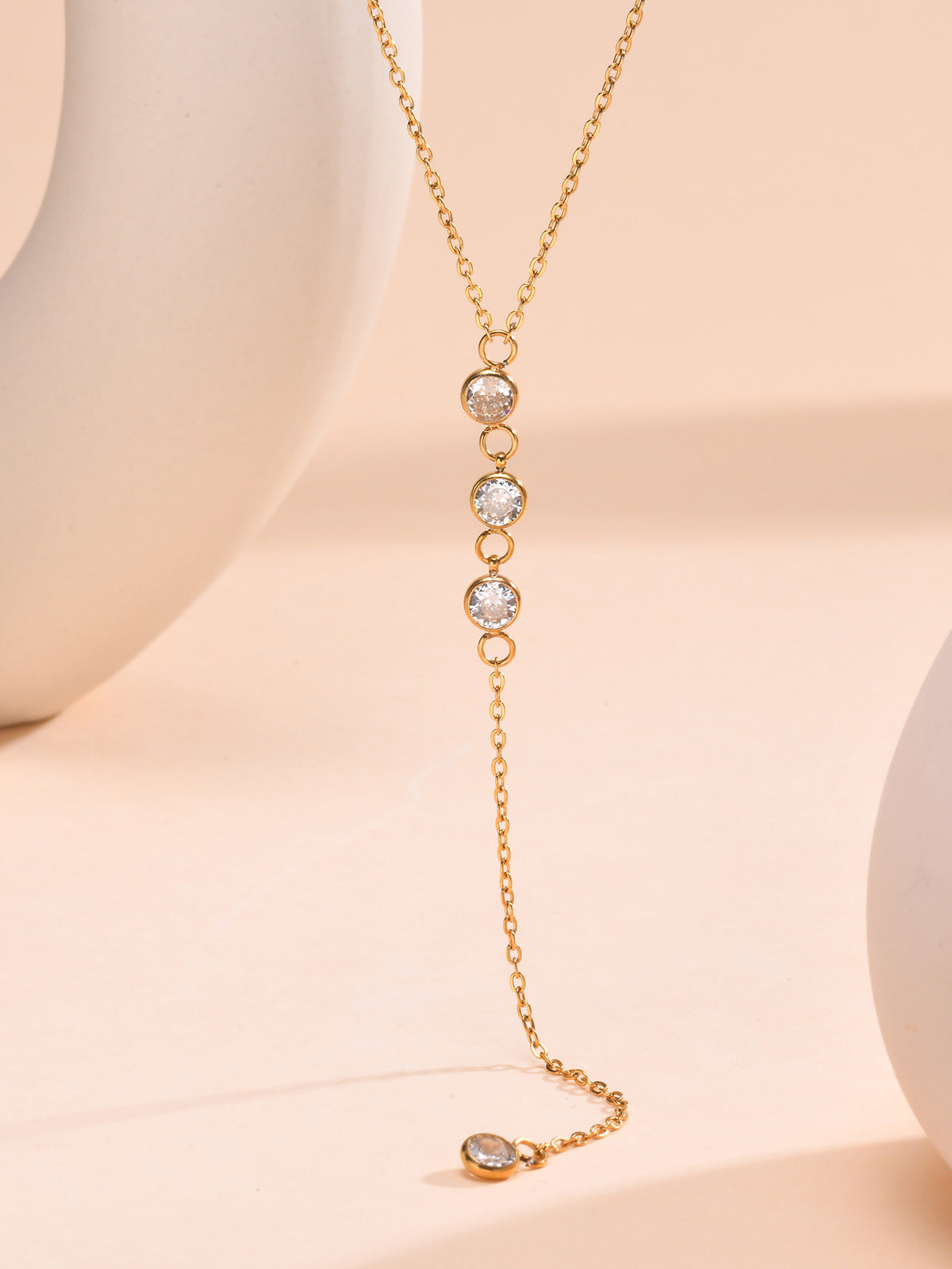 Strass-Lariat-Anhänger-Halskette