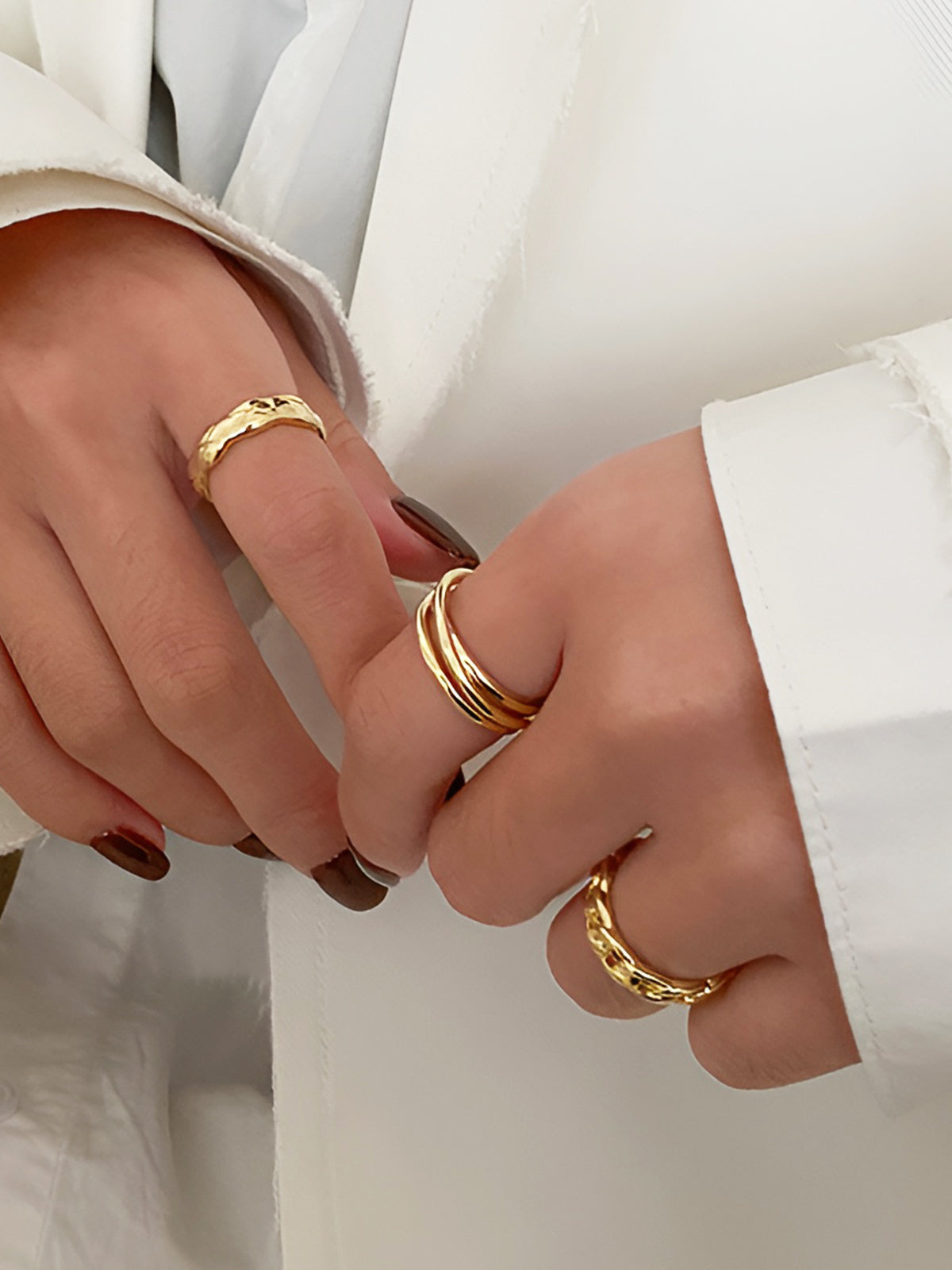 Lot de 3 anneaux torsadés Golden Tunnel