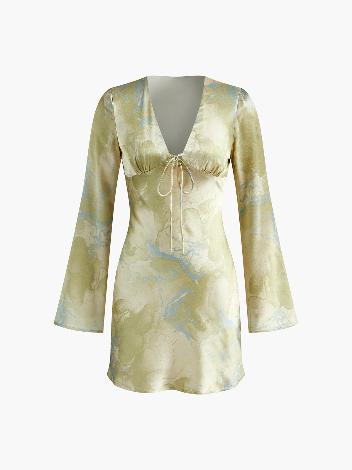 Robe imprimée à manches longues et nœud sur le devant