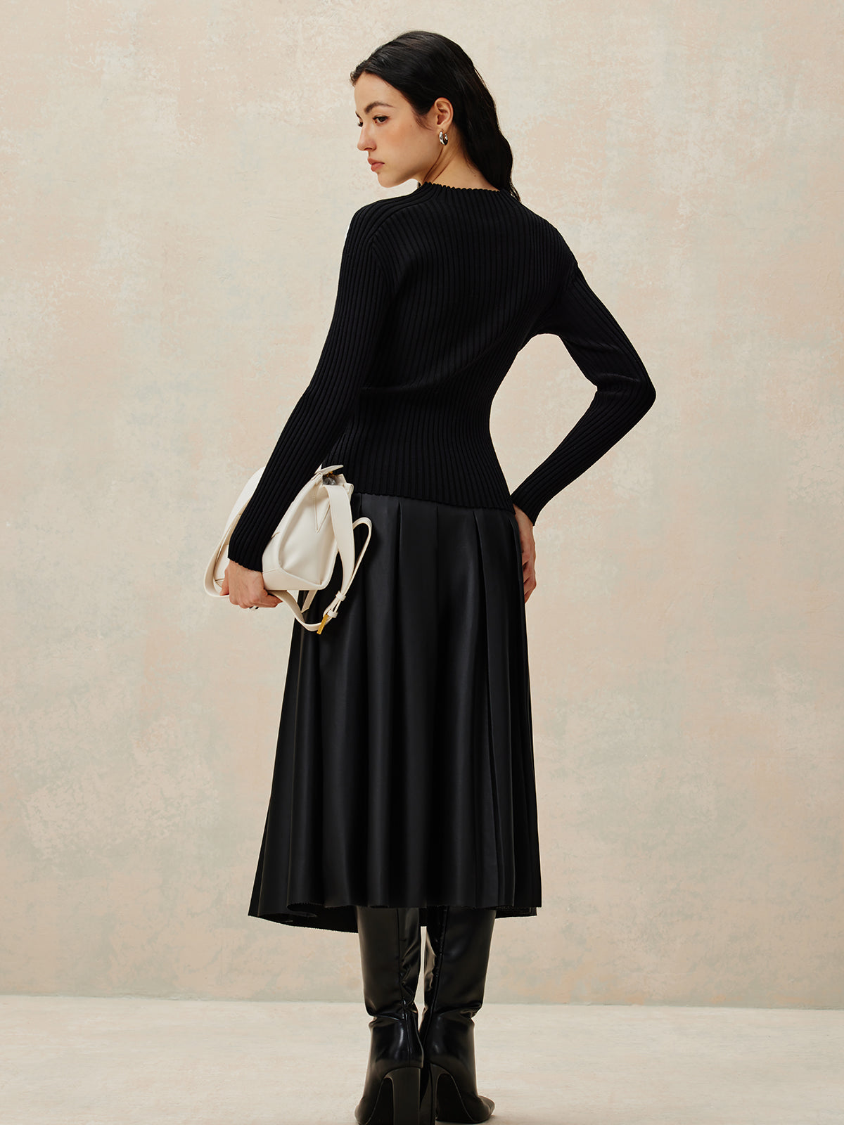 Haut en maille côtelée à blocs de couleur