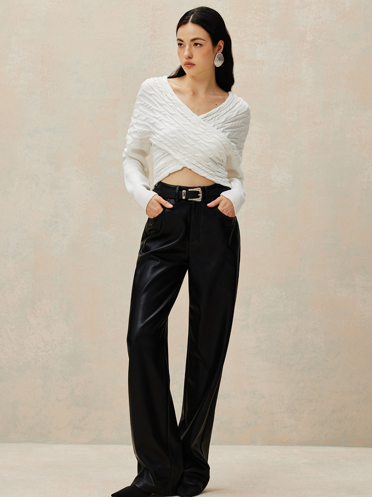 Haut court en maille croisée