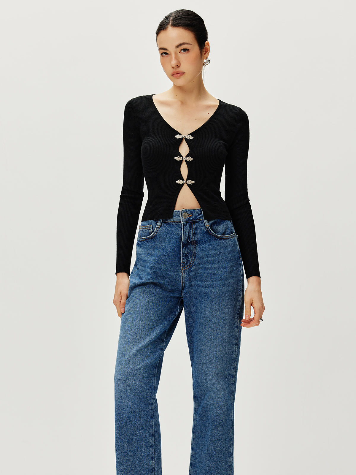 Pull à manches longues boutonné