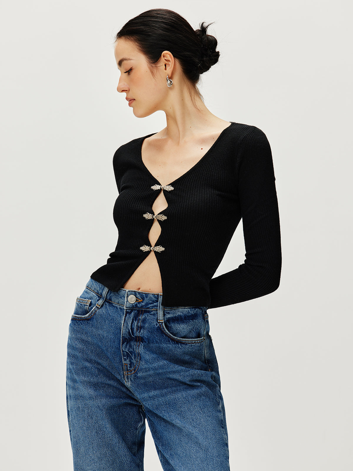 Pull à manches longues boutonné