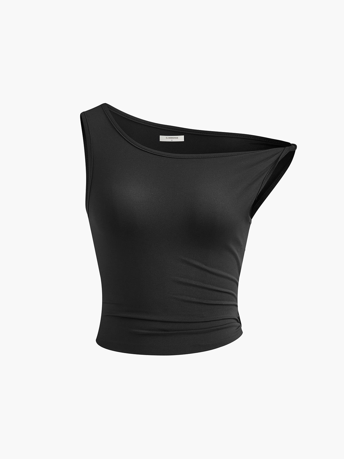 Ensemble haut asymétrique froncé et jupe longue fendue