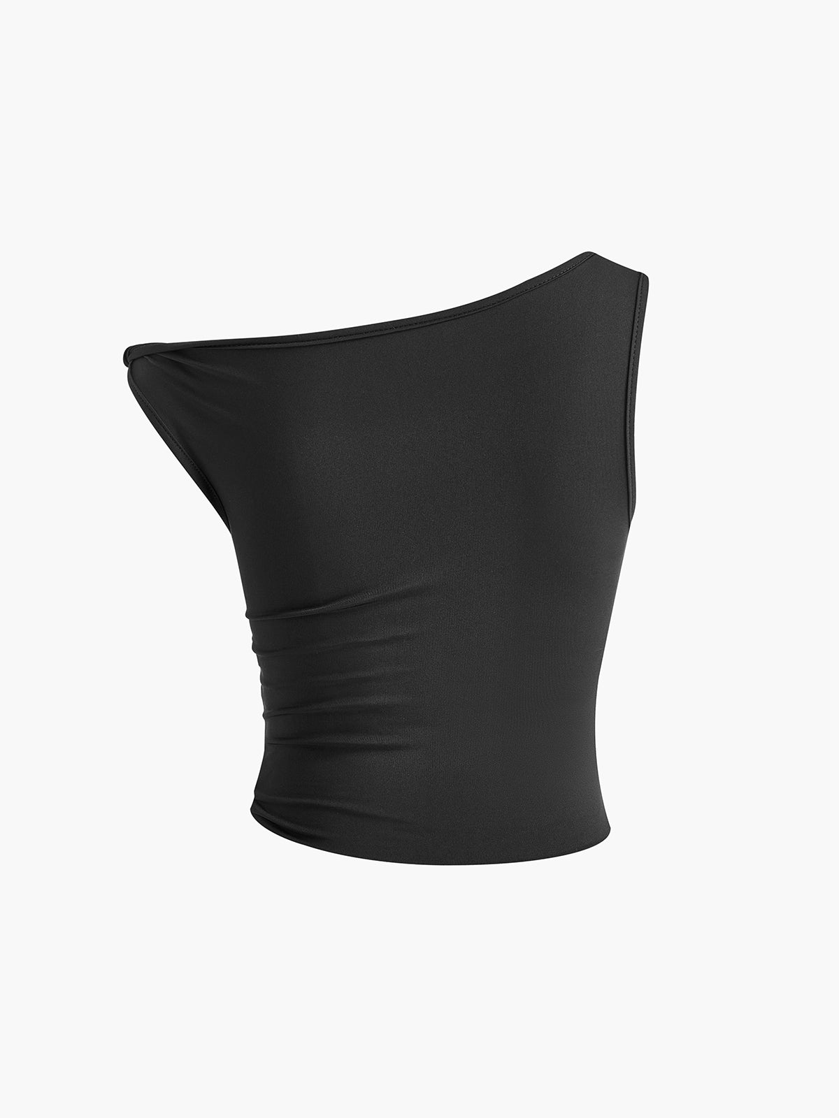 Ensemble haut asymétrique froncé et jupe longue fendue