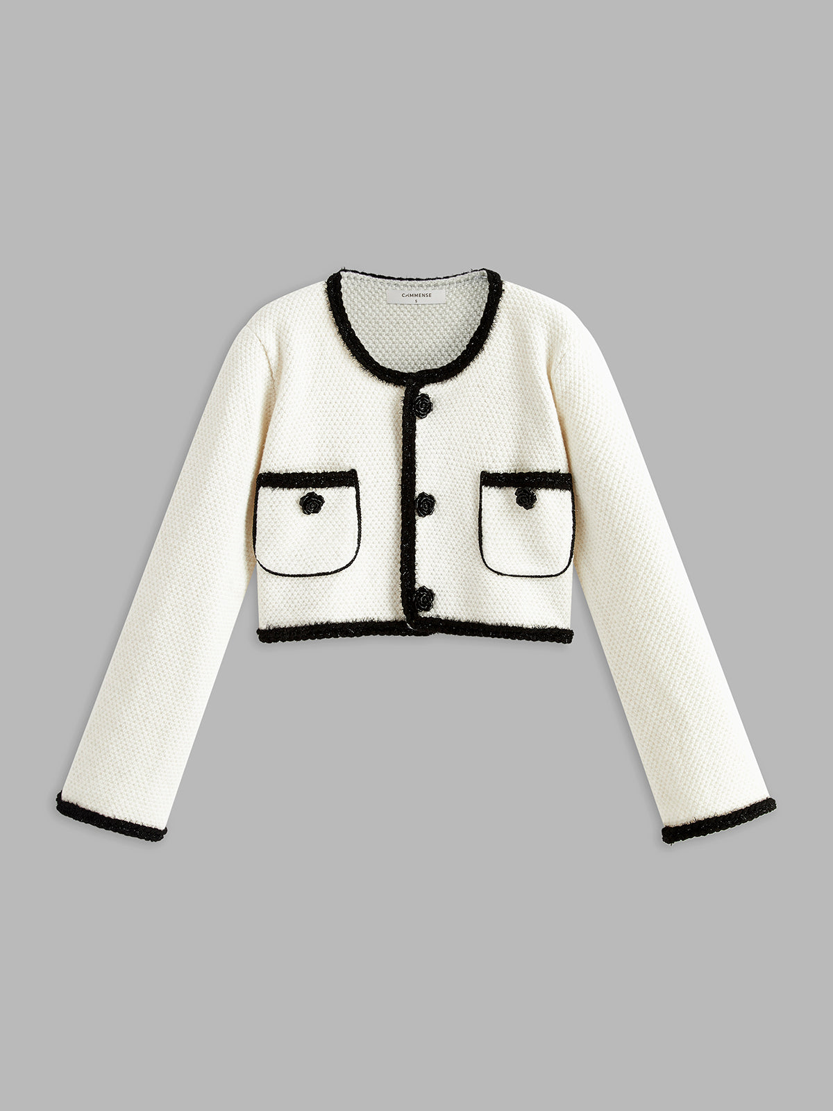 Cardigan à bordure contrastée et motif floral