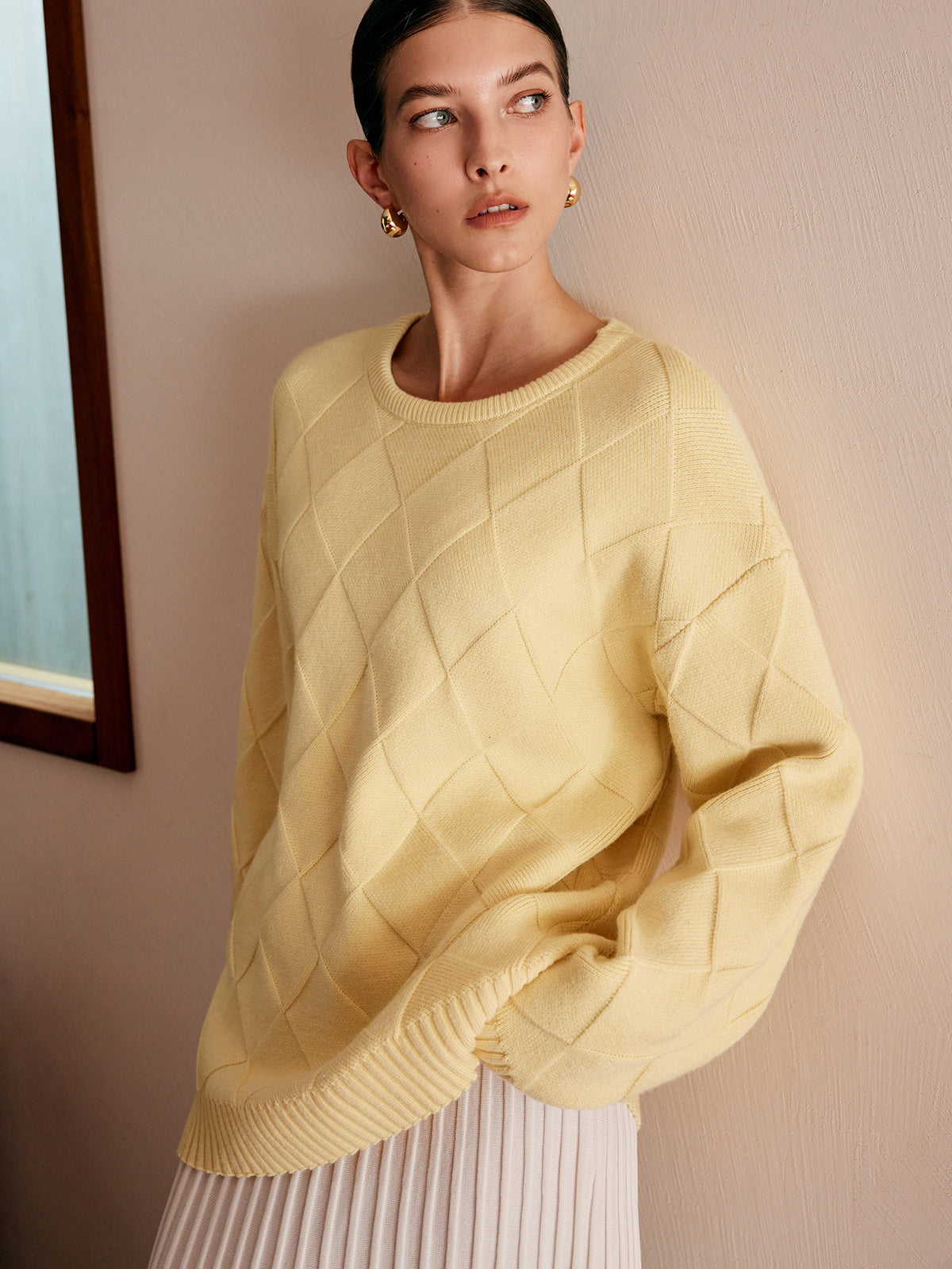 Pull uni à losanges