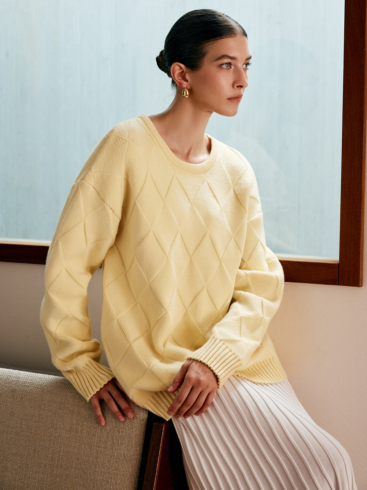 Pull uni à losanges