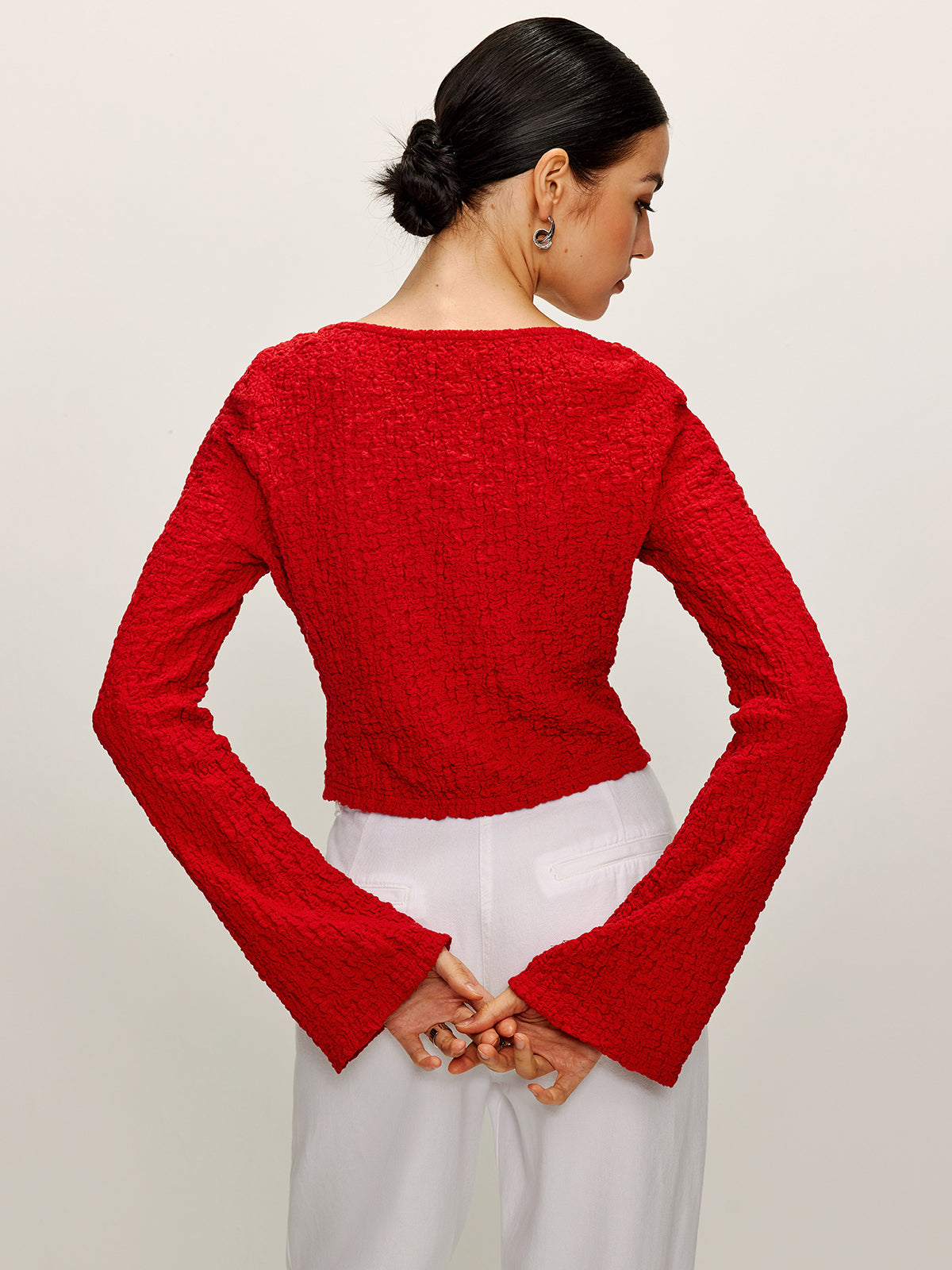 Weiche Bluse aus Baumwollmischgewebe mit Bindeband vorne