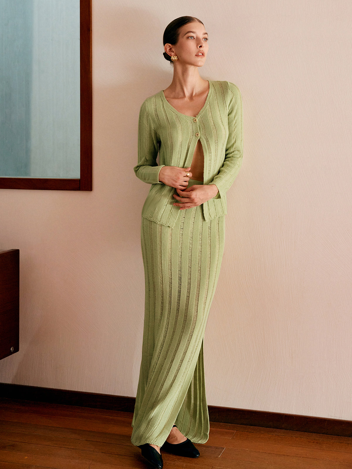 Ensemble pull côtelé fendu