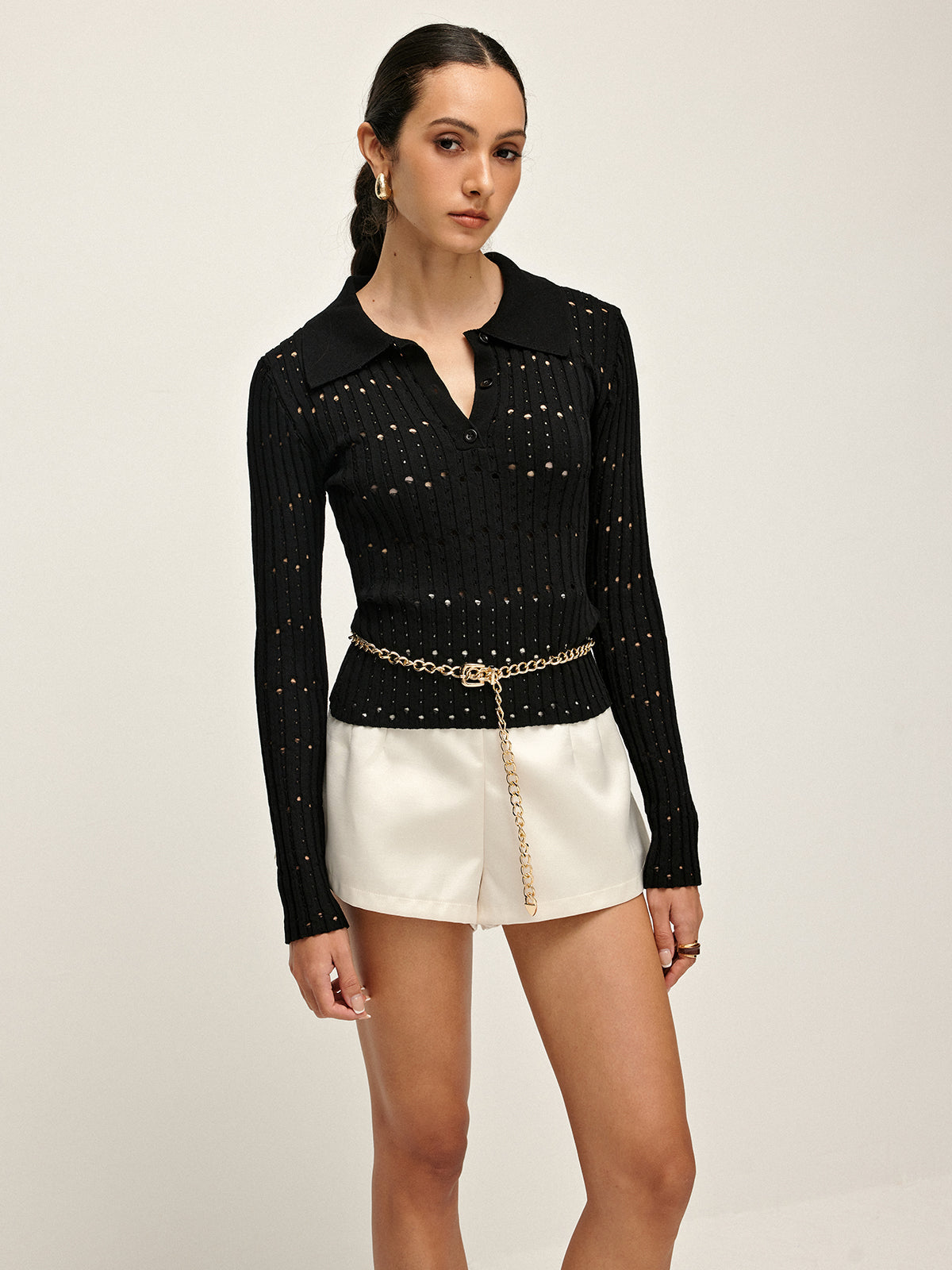 Polo à boutons creux sans ceinture