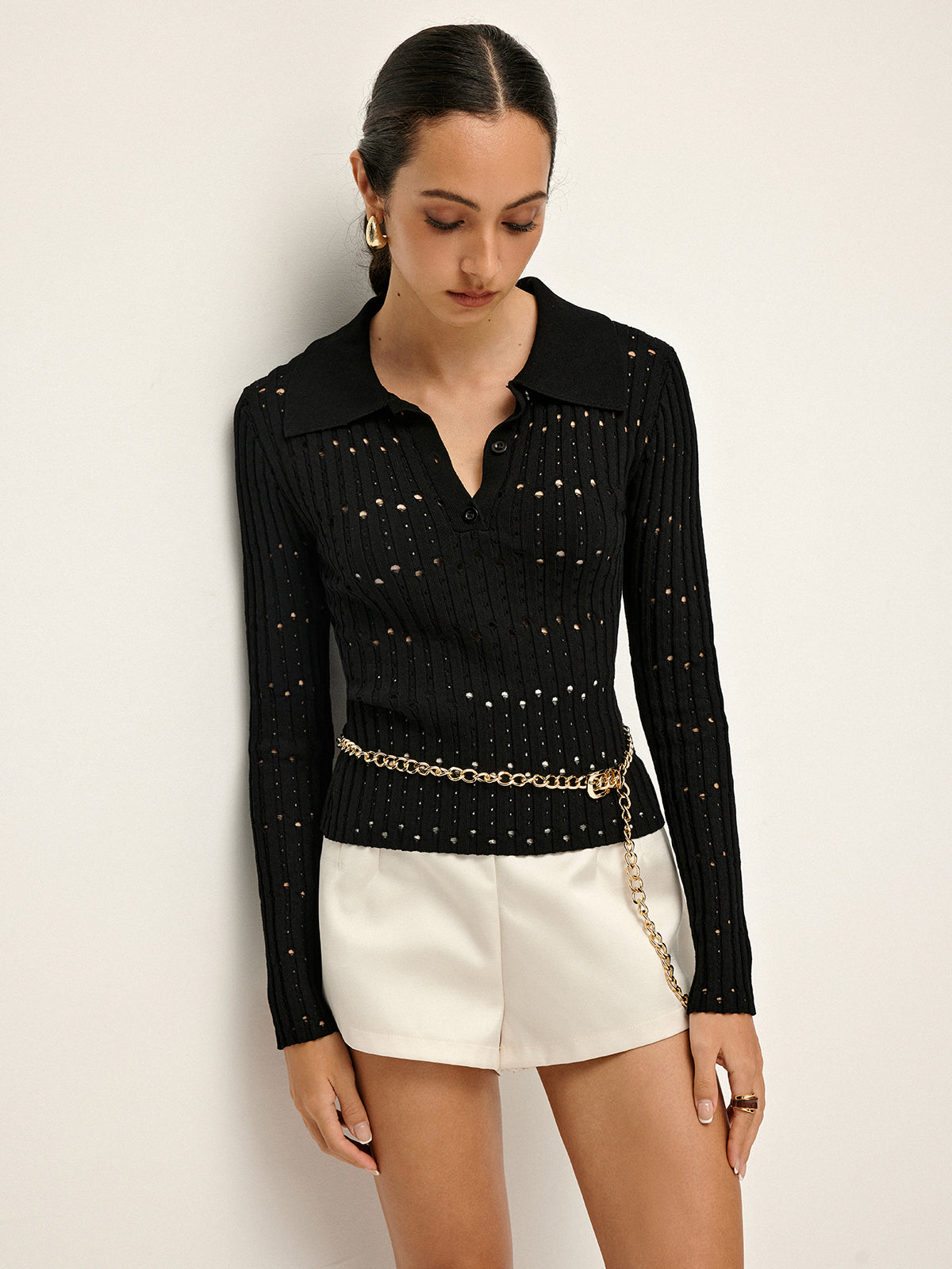 Polo à boutons creux sans ceinture