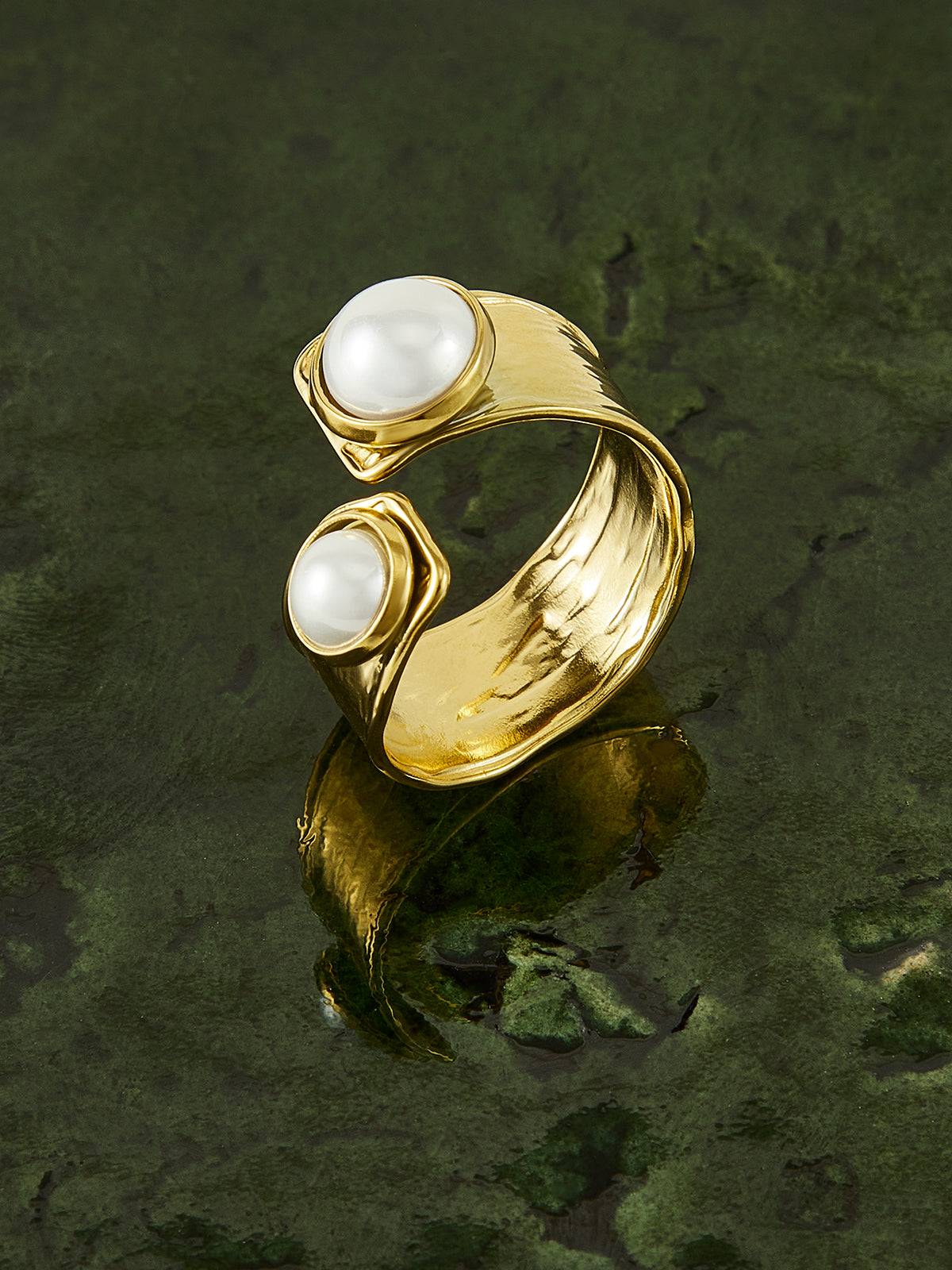 Bague ouverte Golden Tunnel Pearl