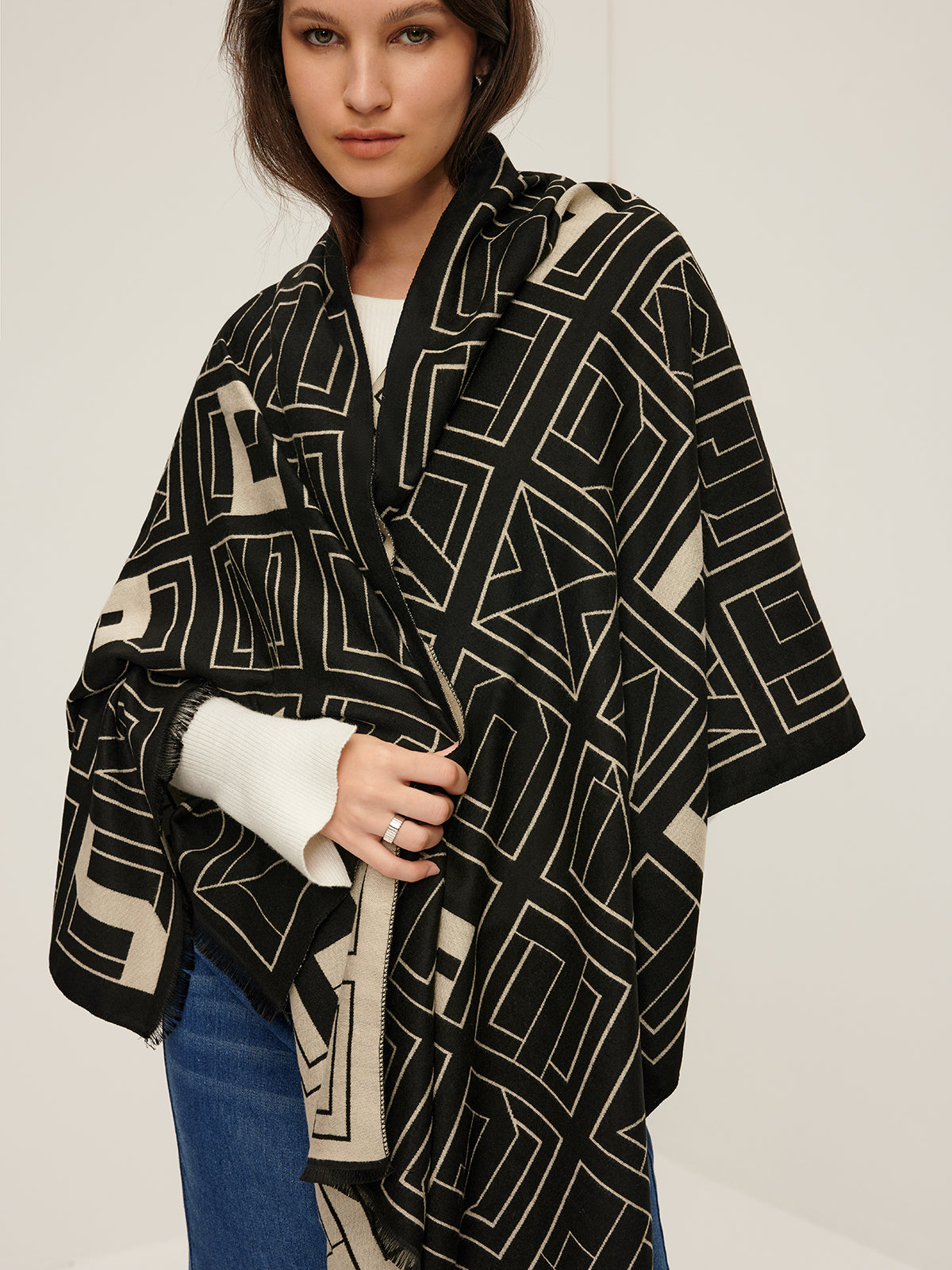 Vintage Two Tone Letters Scarf