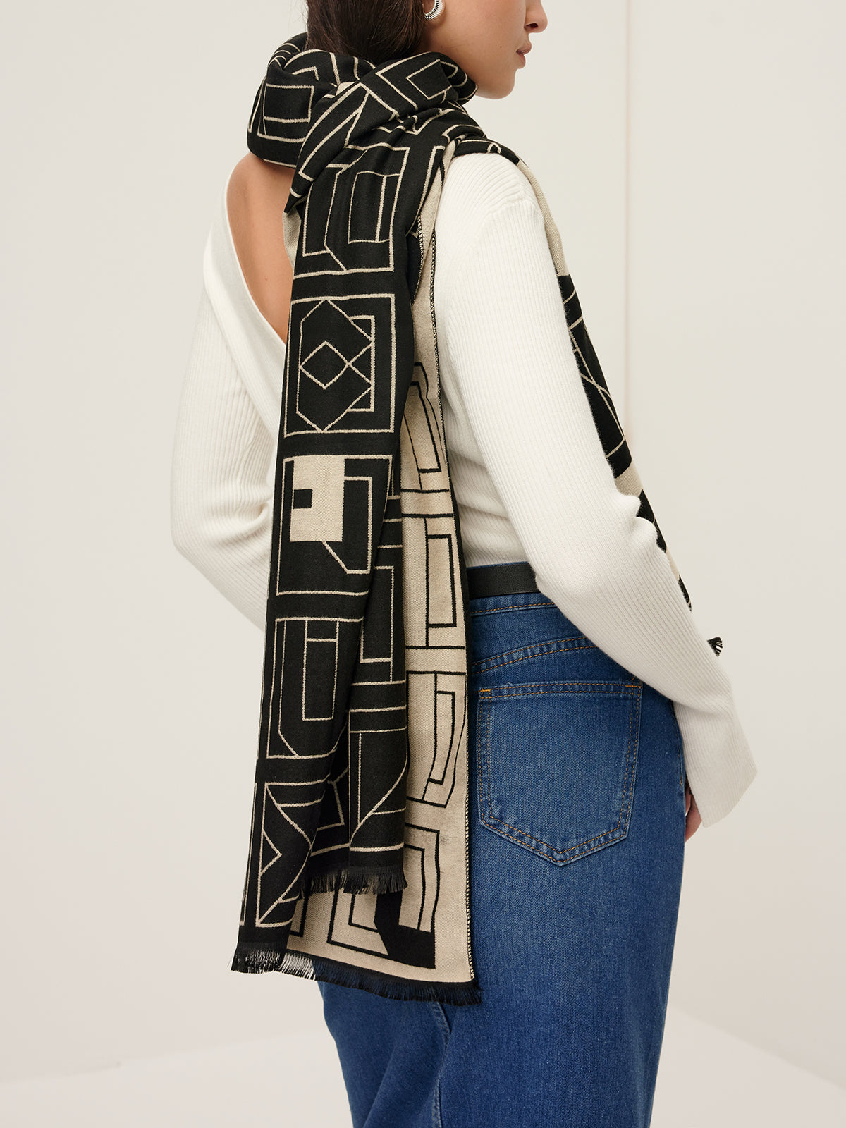 Vintage Two Tone Letters Scarf