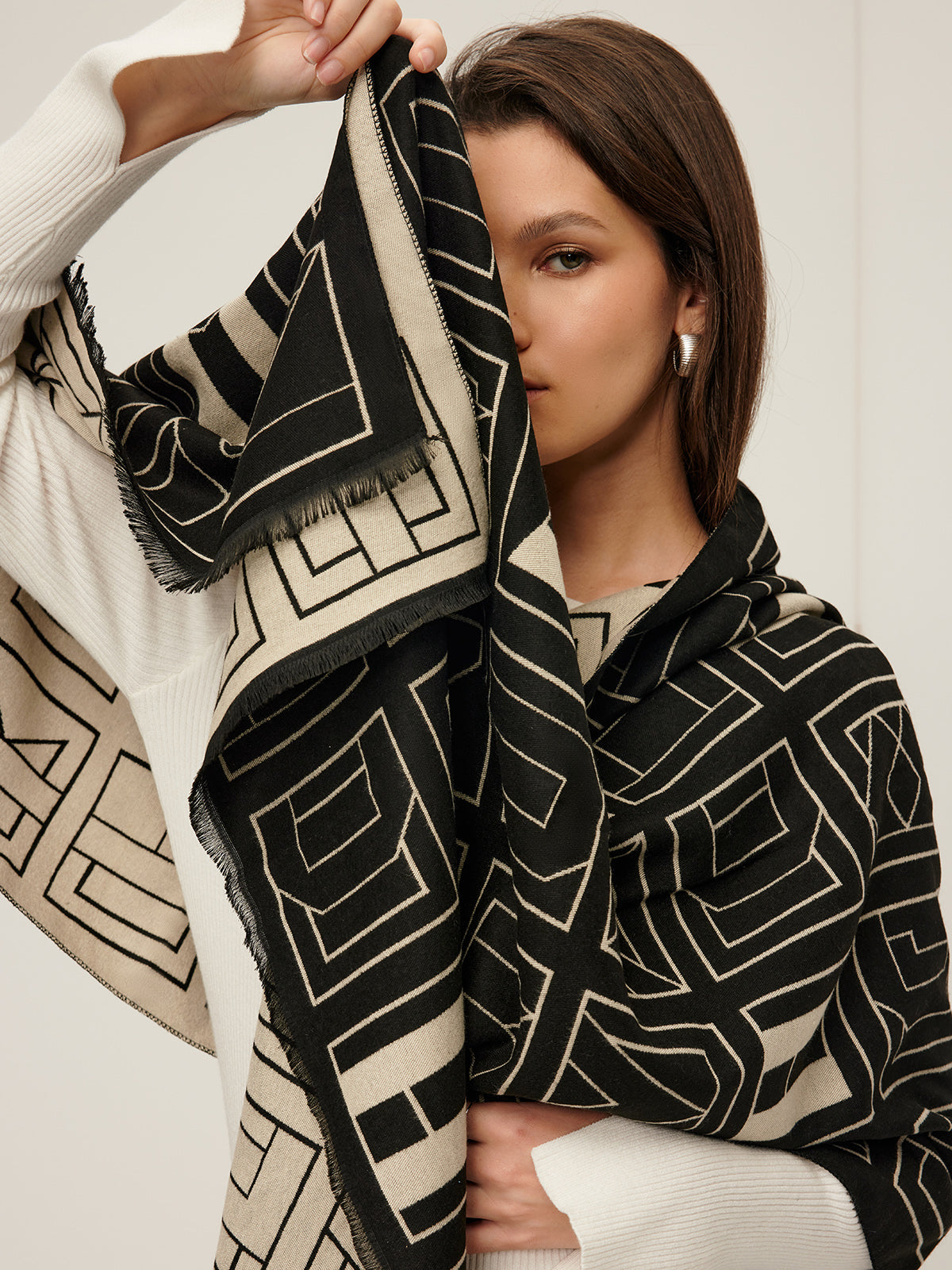 Vintage Two Tone Letters Scarf