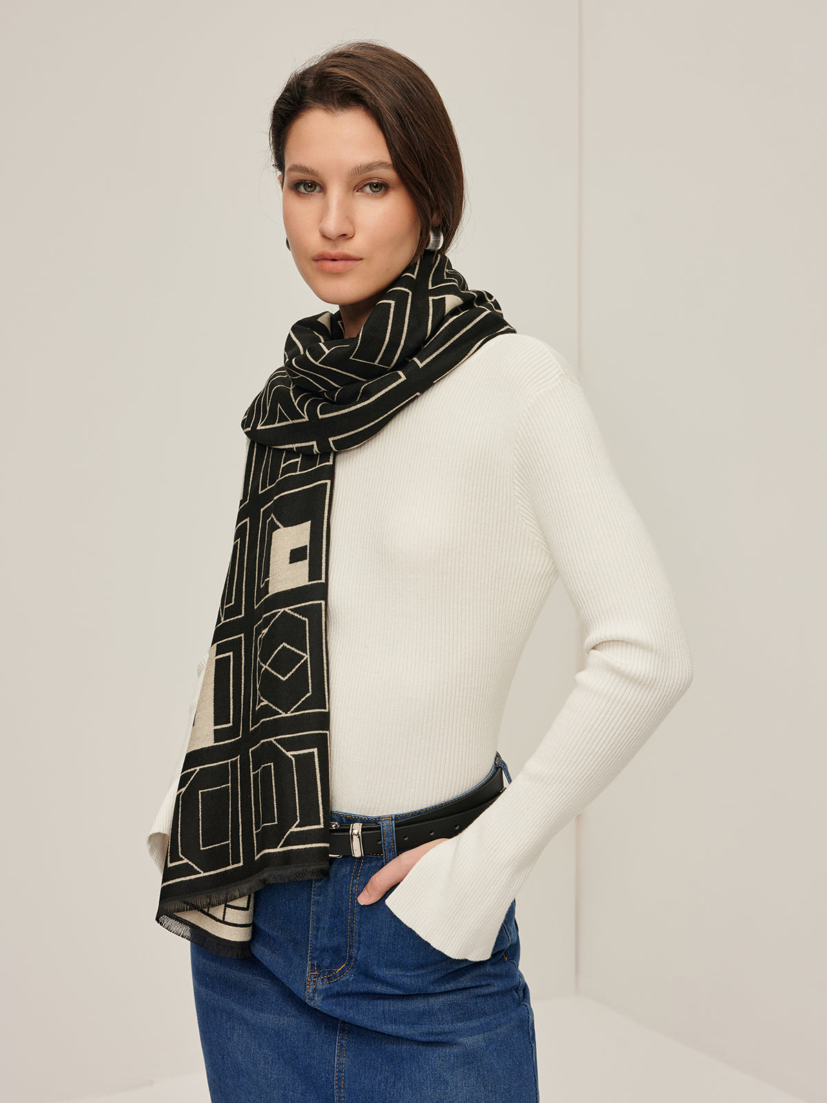 Vintage Two Tone Letters Scarf