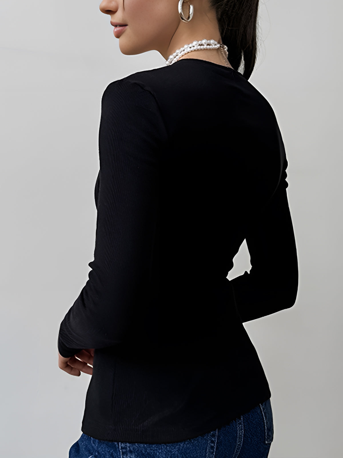 T-Shirt mit Cutout-Panel und Knopfleiste