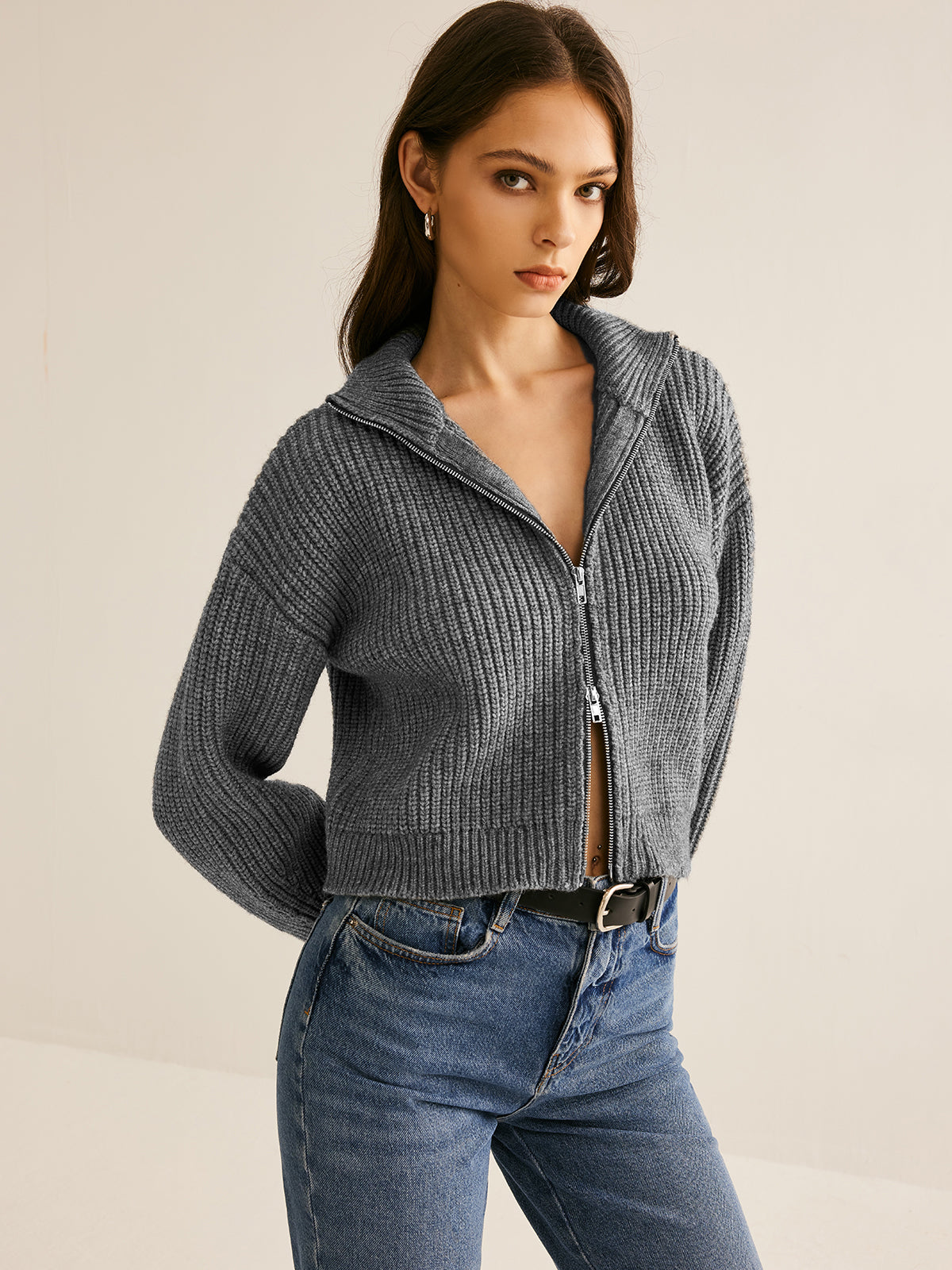 Gilet uni à double fermeture éclair