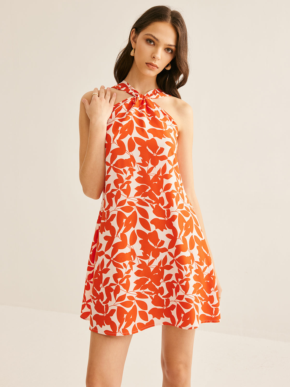 Robe courte imprimée à bretelles