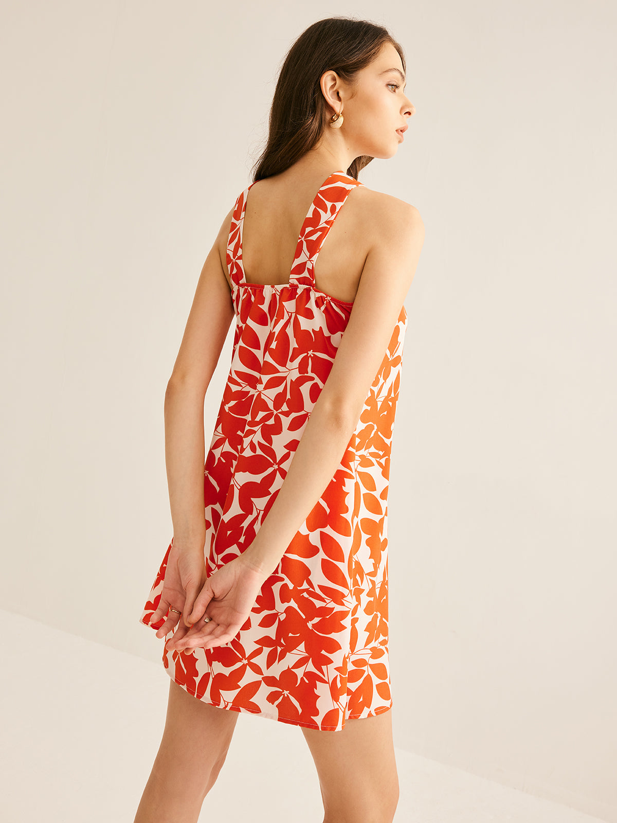 Robe courte imprimée à bretelles