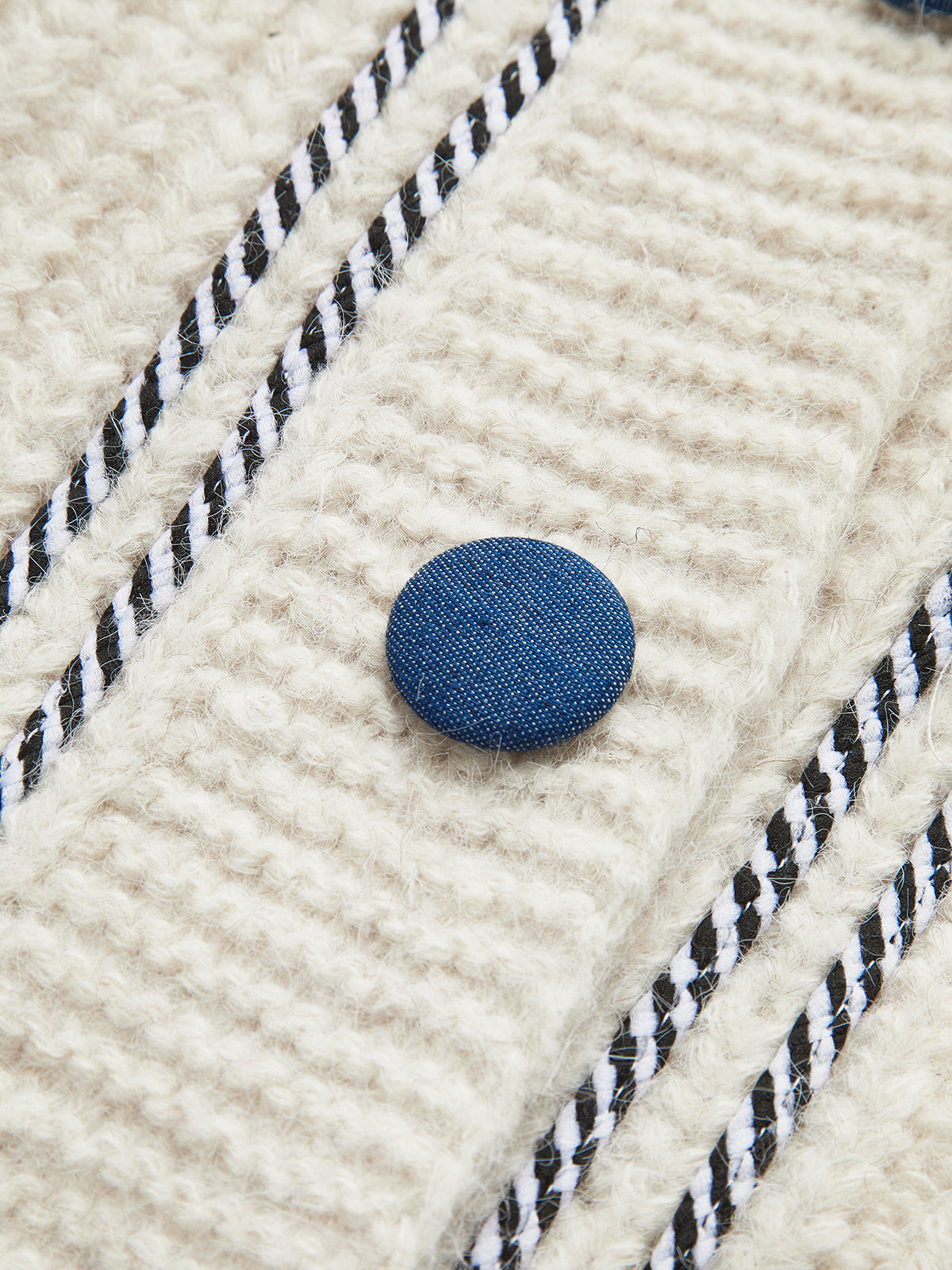 Cardigan à poches et col en V avec bordure contrastée