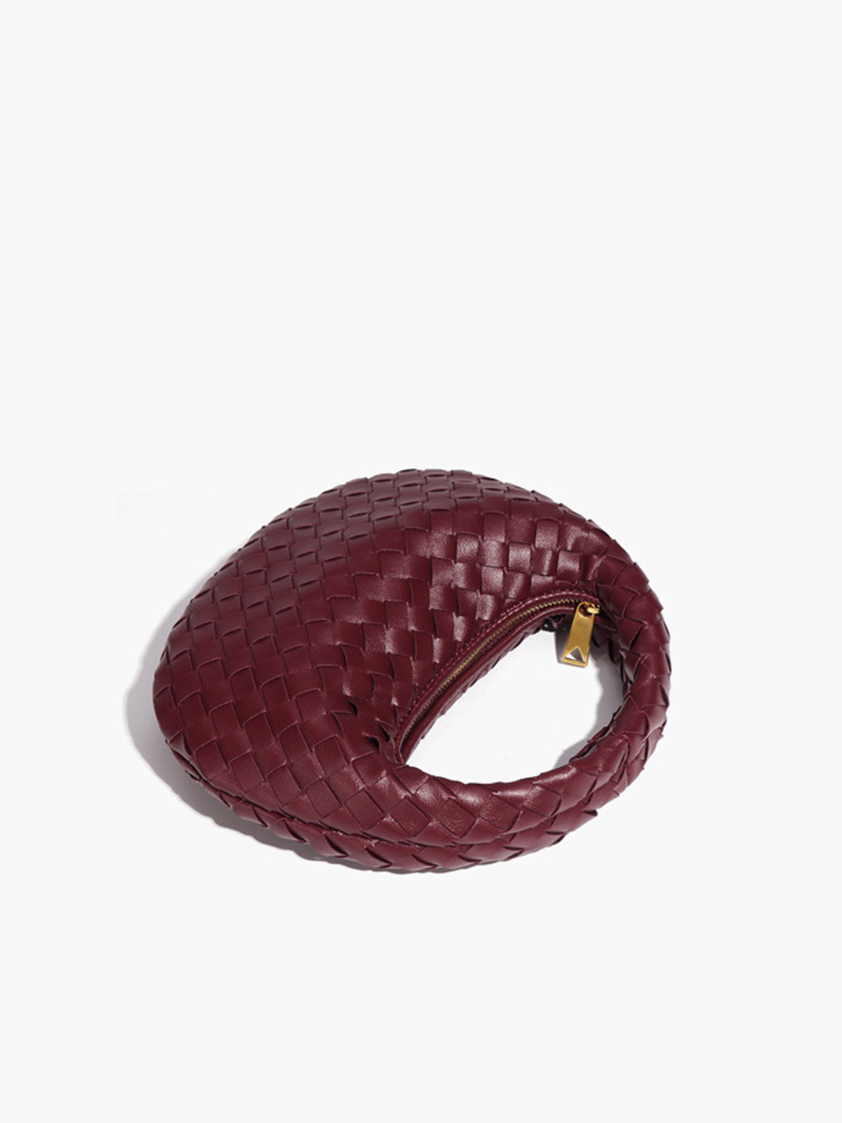 Abgerundete Handtasche mit gewebtem Reißverschluss