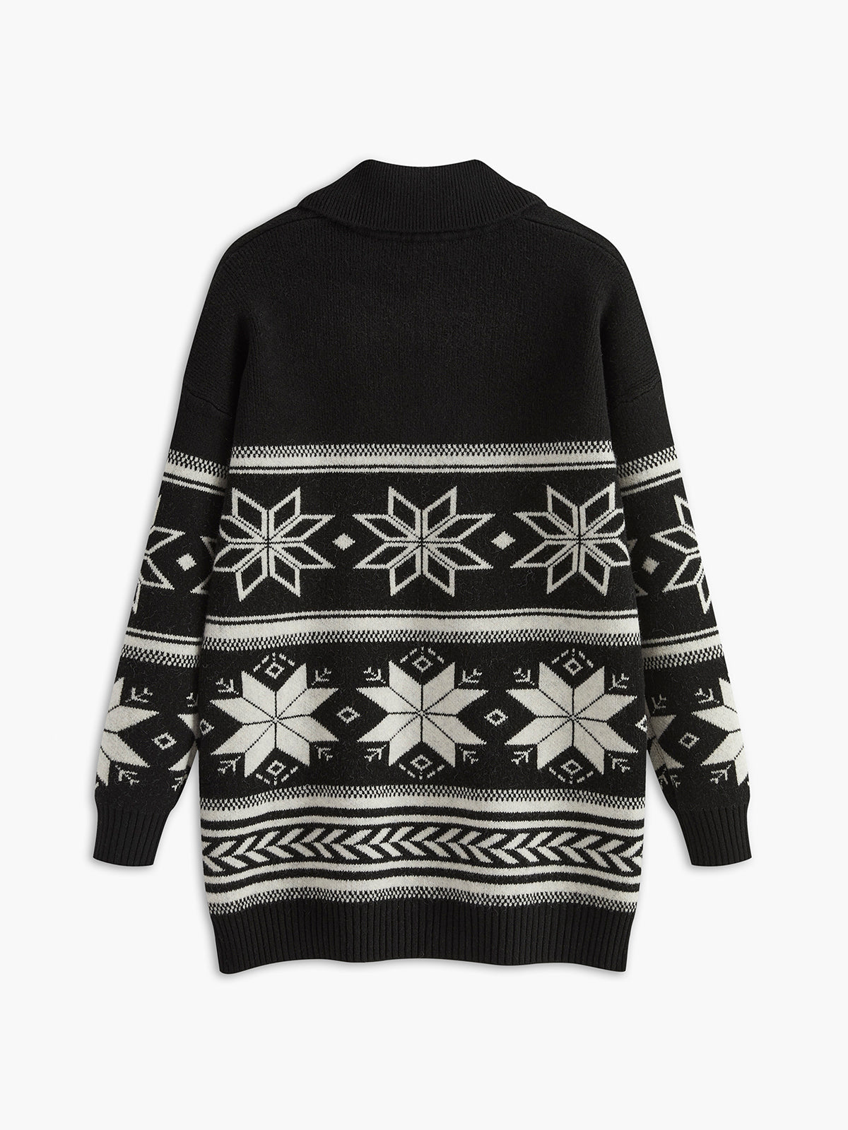 Pull à revers zippé en jacquard