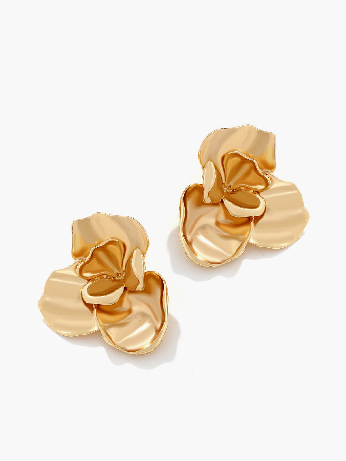 Boucles d'oreilles fleurs dorées 3D