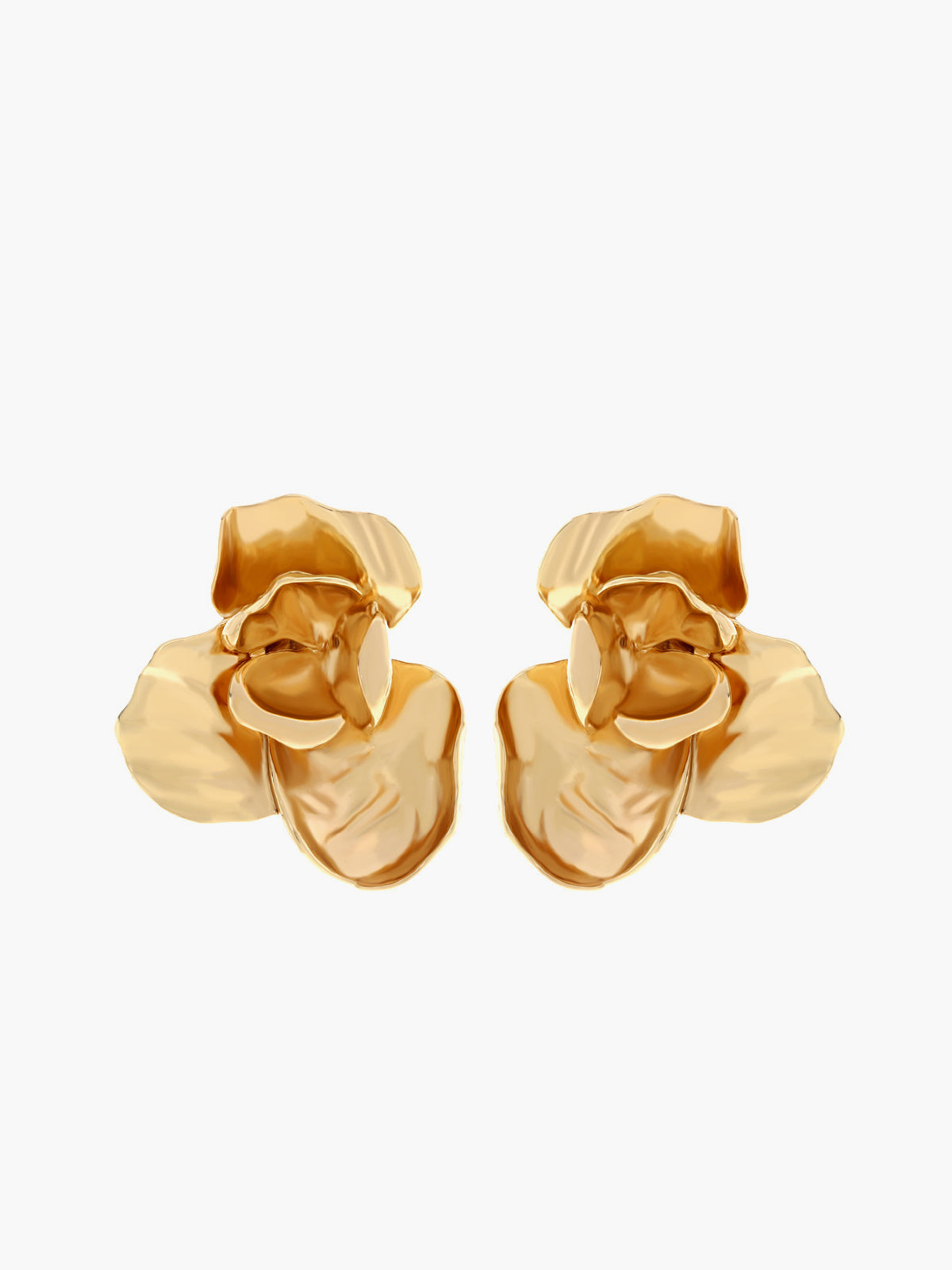 Boucles d'oreilles fleurs dorées 3D